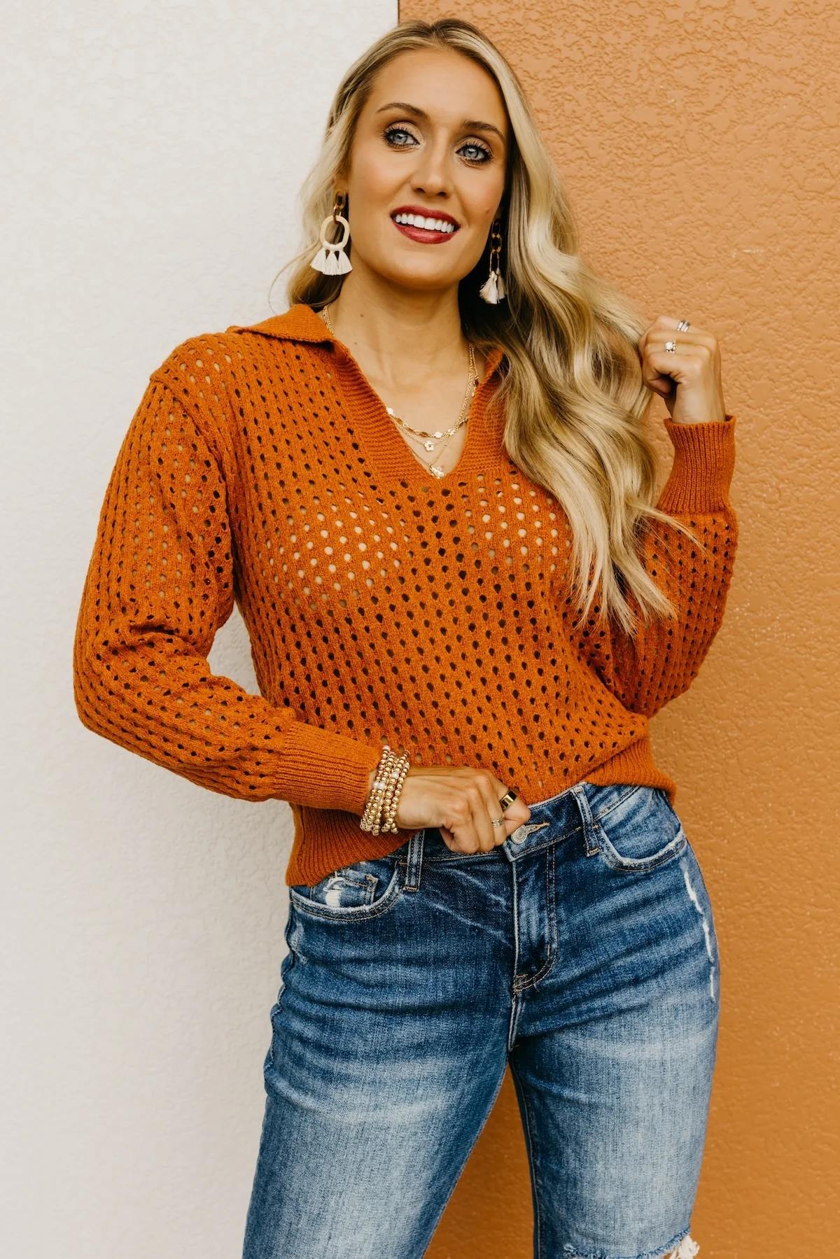 The Amayah Open Knit Popover Sweater - Image 6