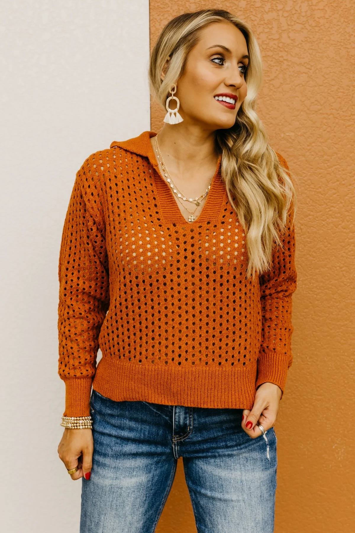The Amayah Open Knit Popover Sweater - Image 8