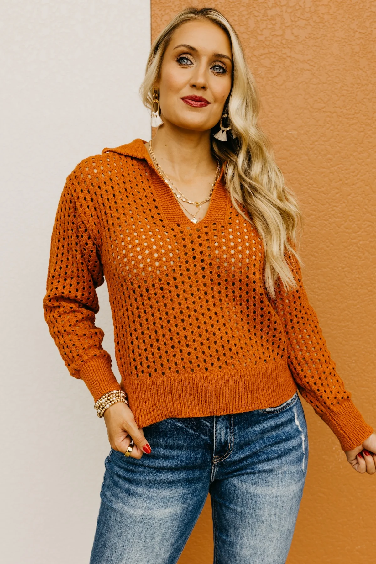 The Amayah Open Knit Popover Sweater - Image 9