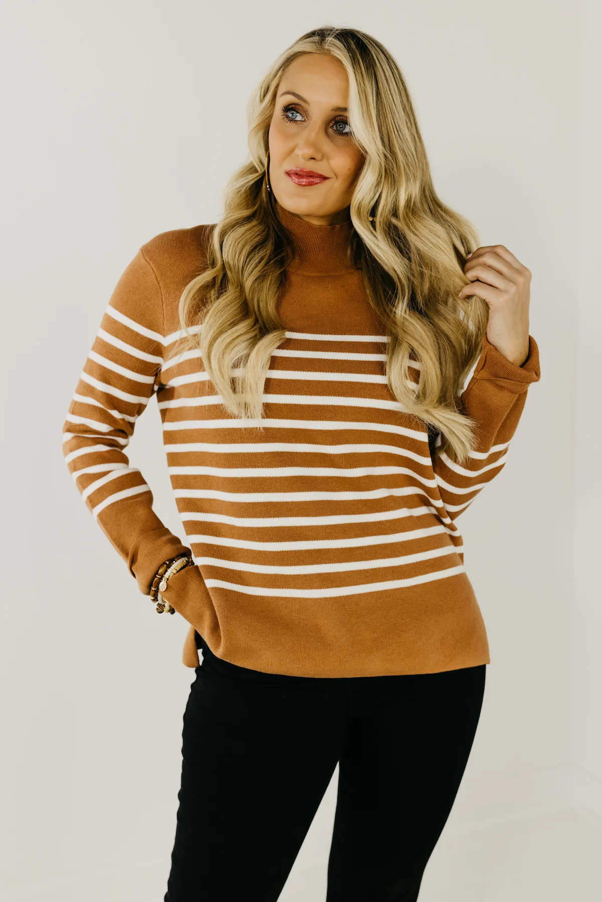 The Amora Striped Mock Neck Sweater - FINAL SALE - Image 3