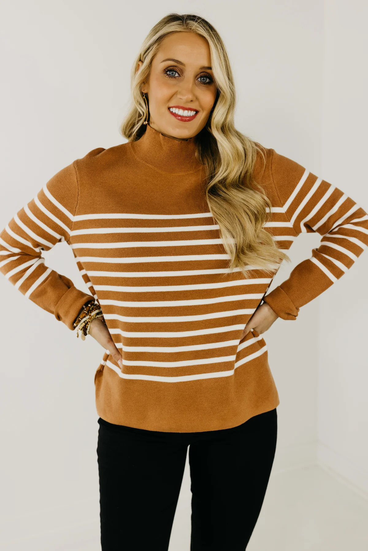 The Amora Striped Mock Neck Sweater - FINAL SALE - Image 5