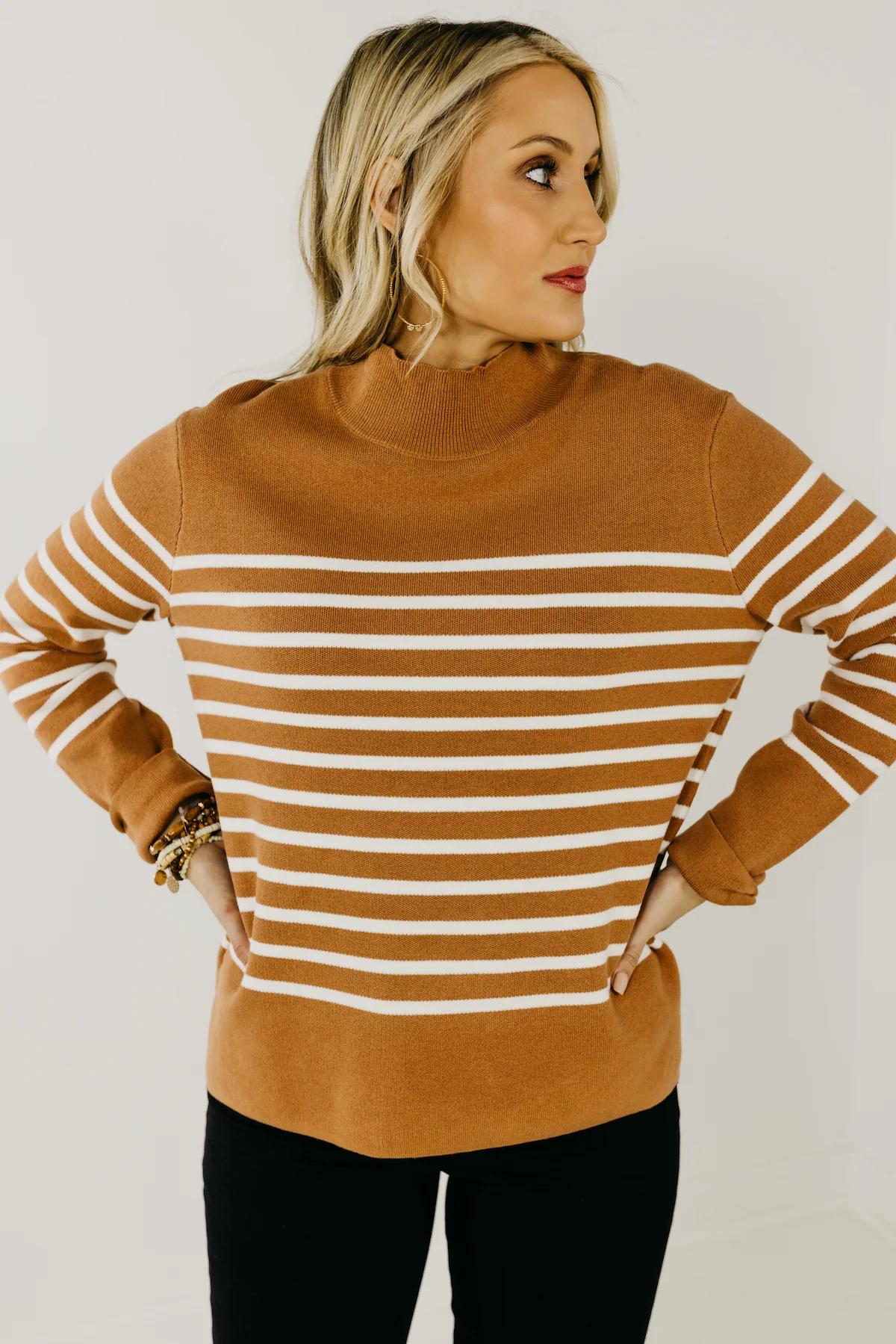 The Amora Striped Mock Neck Sweater - FINAL SALE - Image 8