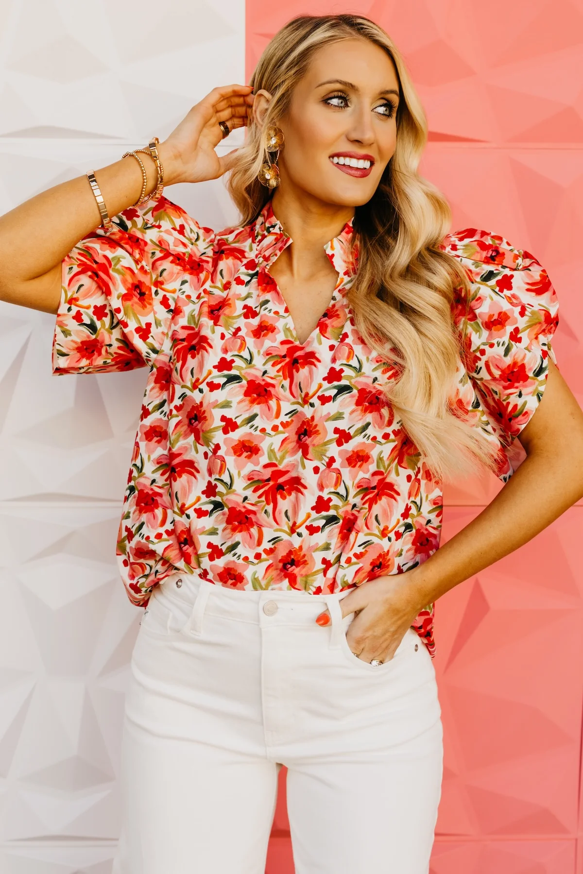 The Andie Ruffle Sleeve Floral Top - Image 4