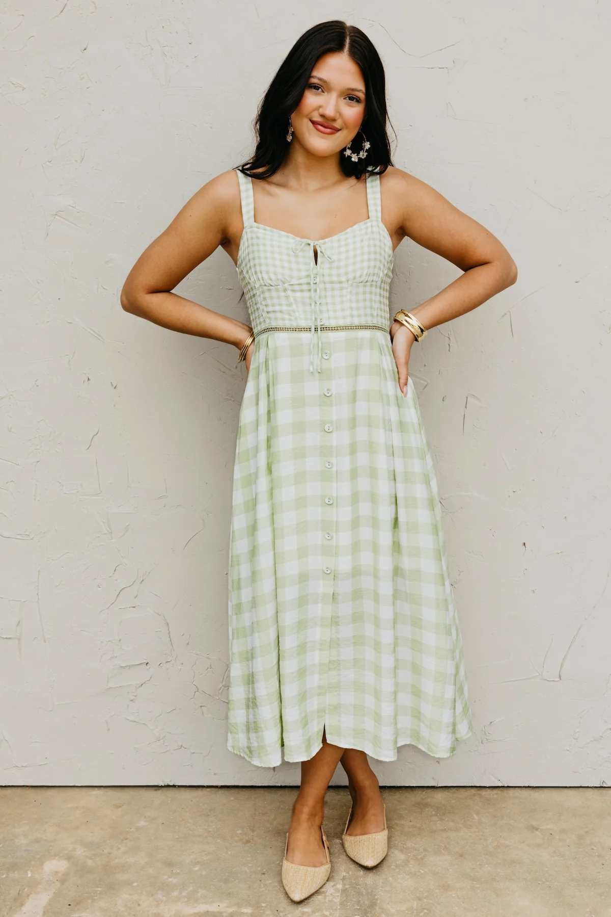 The Angela Plaid Corset Midi Dress - Image 5
