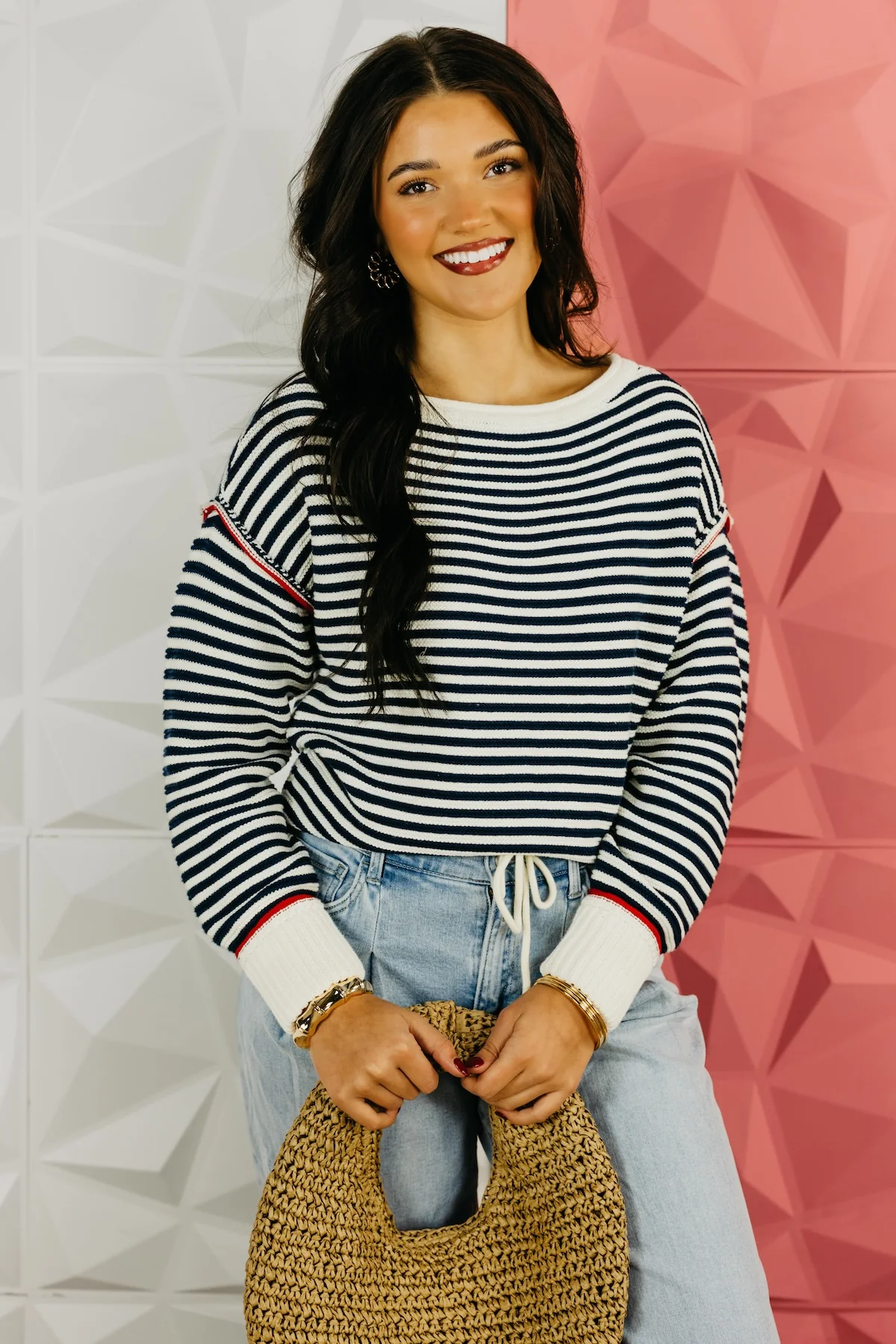 The Ariana Boat Neck Striped Sweater