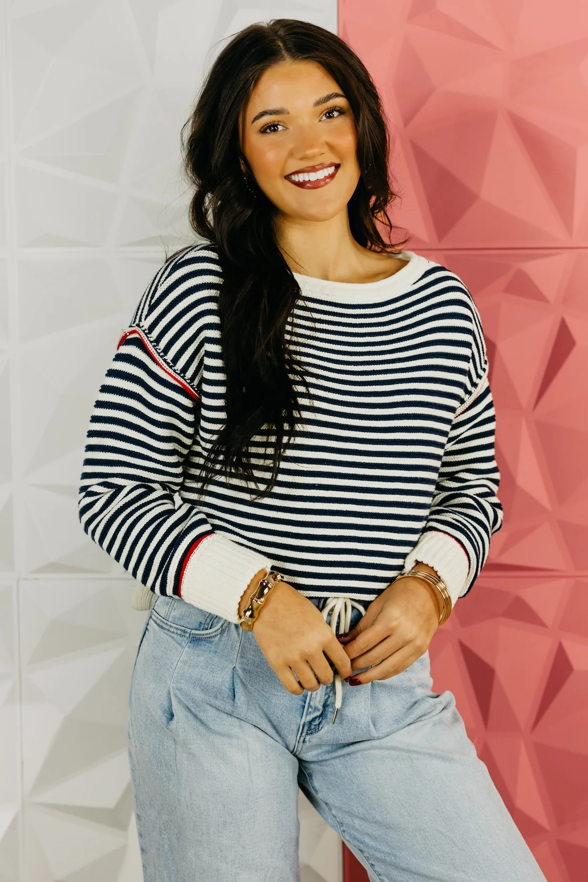 The Ariana Boat Neck Striped Sweater - Image 5