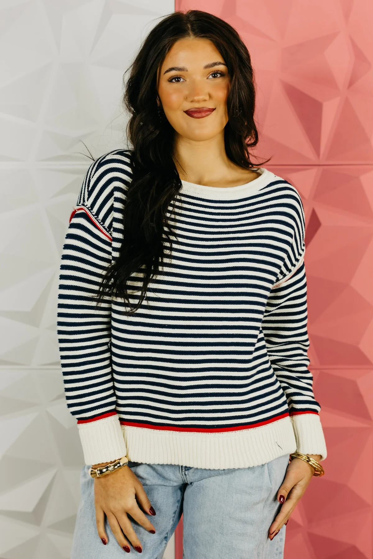 The Ariana Boat Neck Striped Sweater - Image 6