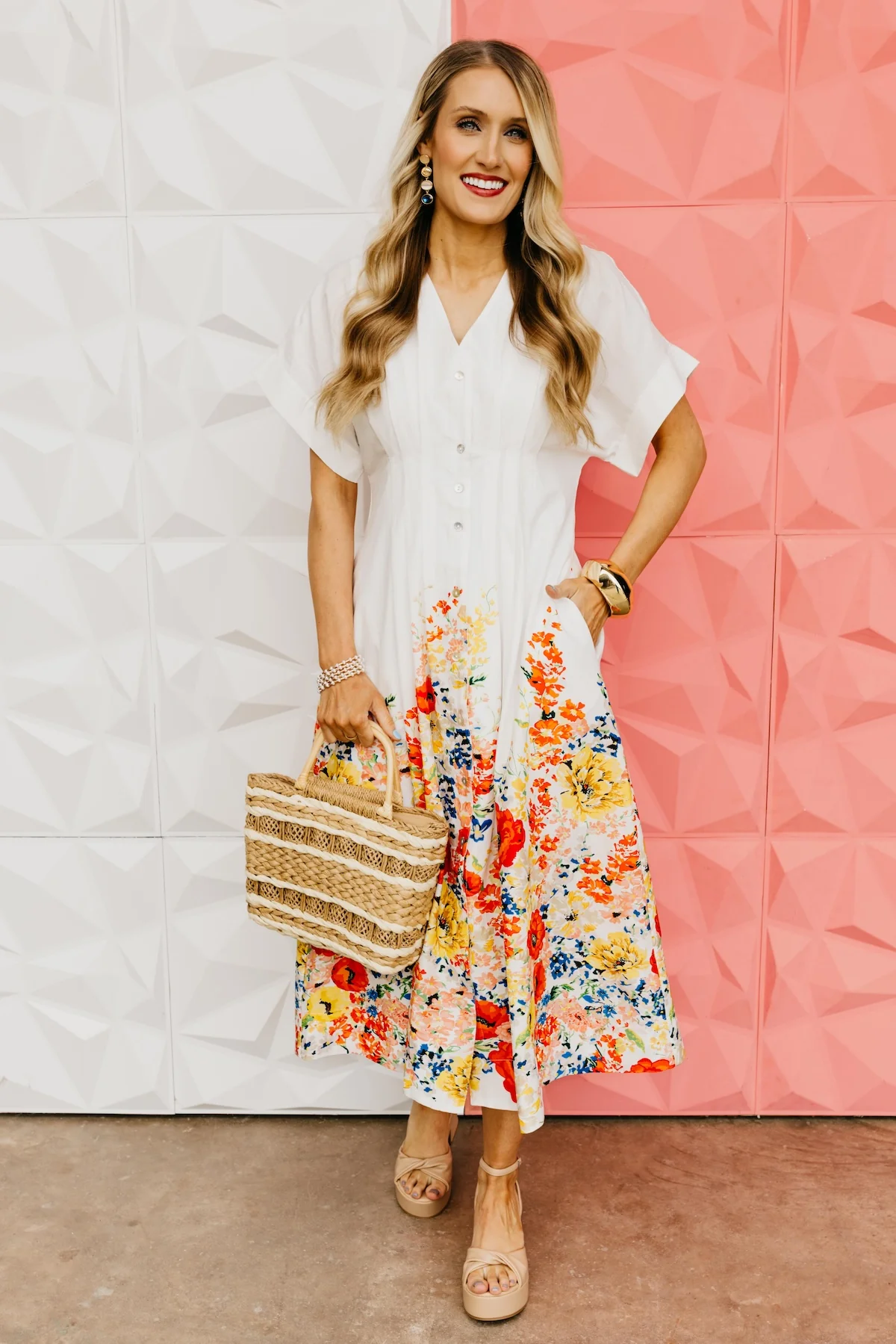 The Arlo Floral Pintuck Midi Dress