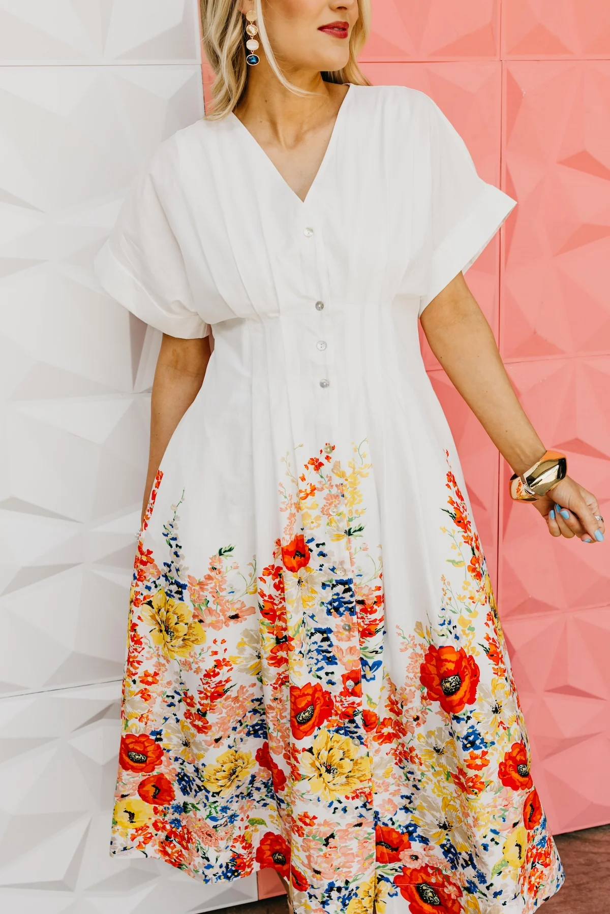The Arlo Floral Pintuck Midi Dress - Image 2