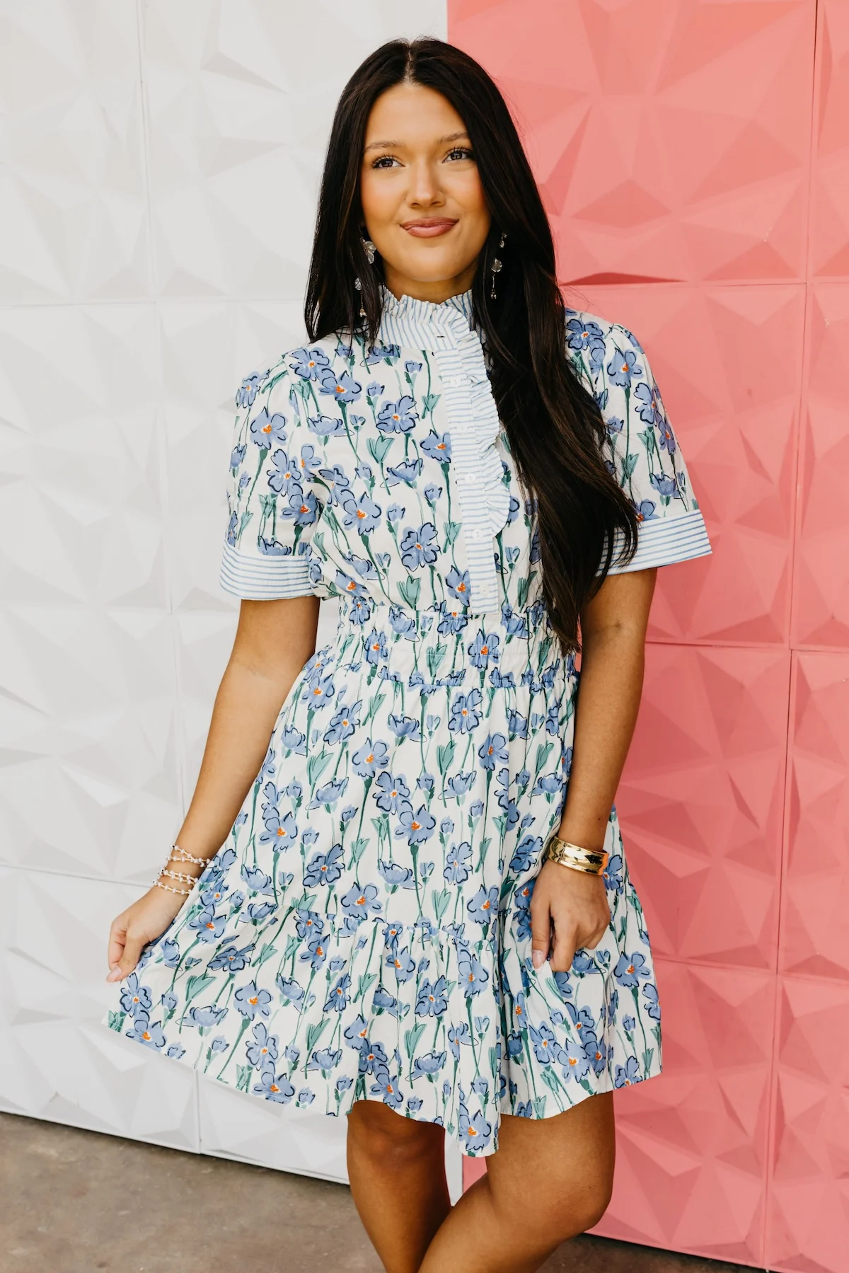 The Asher Ruffle Neck Floral Mini Dress - Image 7