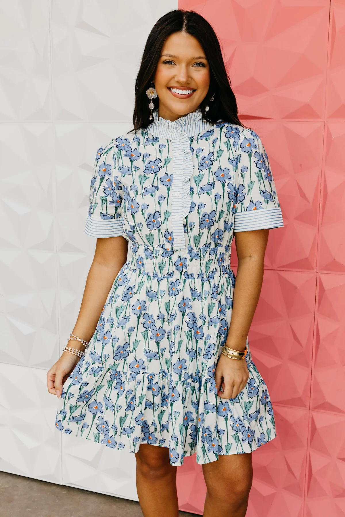 The Asher Ruffle Neck Floral Mini Dress - Image 8