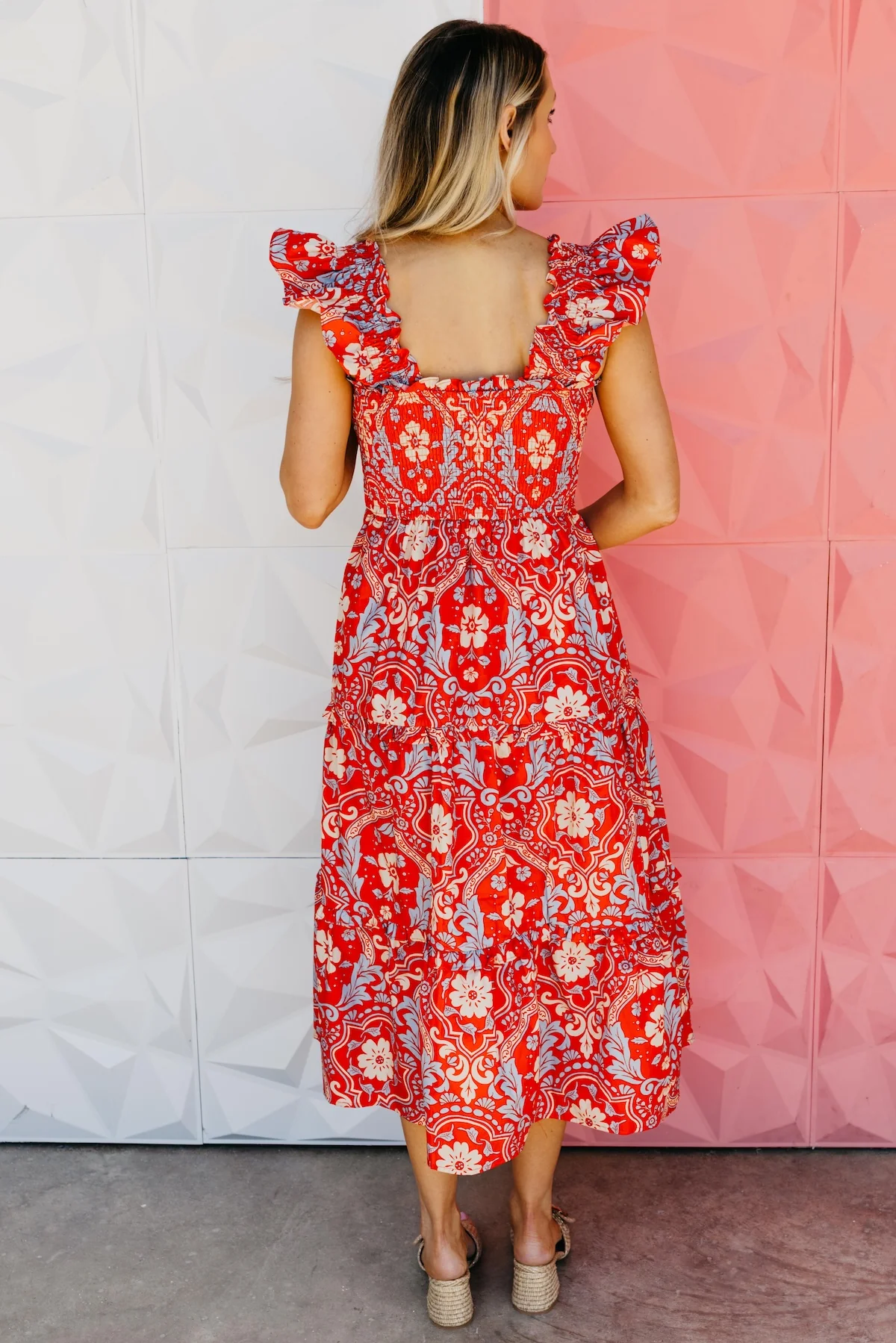 The Aspen Floral Smocked Midi Dress - Image 11