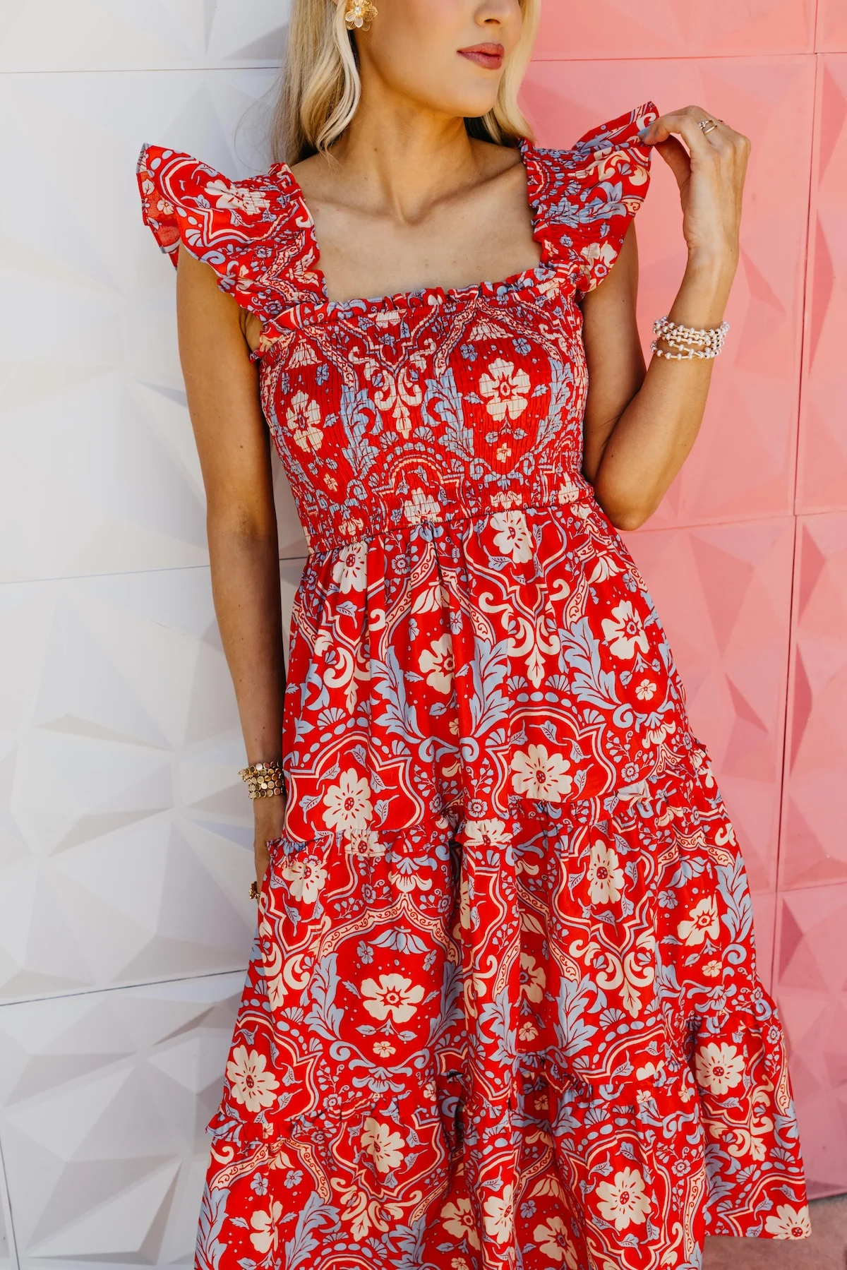 The Aspen Floral Smocked Midi Dress - Image 9