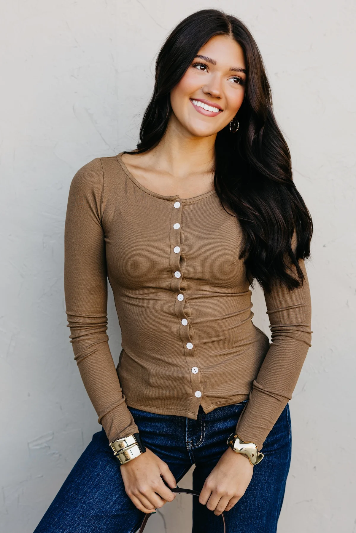 The Audrina Button Up Knit Top - Image 3