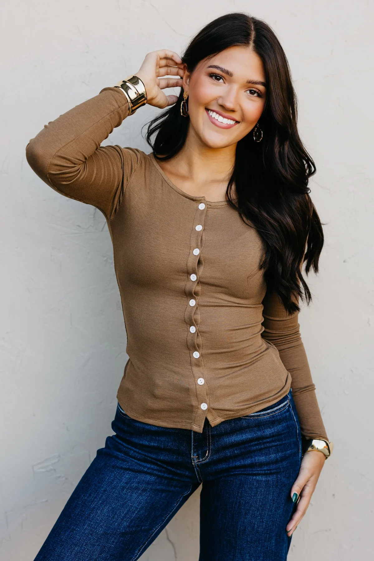 The Audrina Button Up Knit Top - Image 6