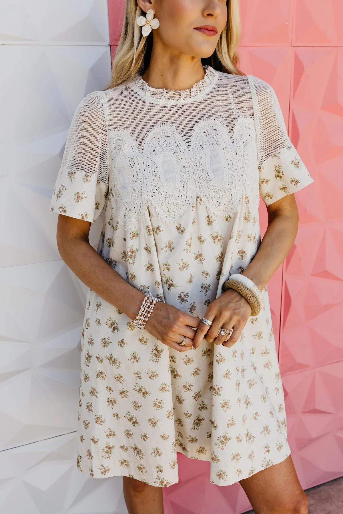 The Averie Floral Lace Mini Dress - Image 3