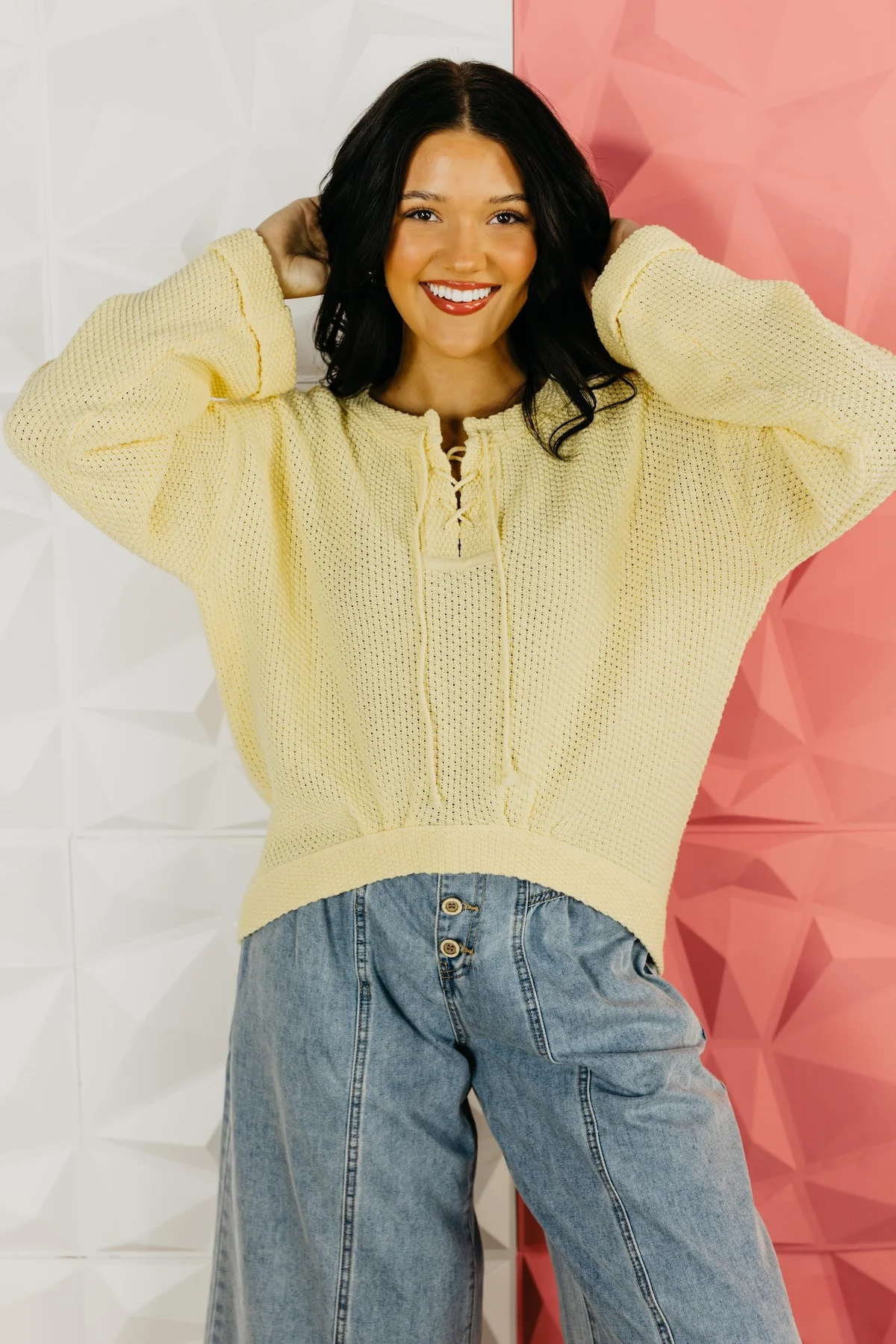 The Bentley Lace-Up Floral Back Sweater - Image 8