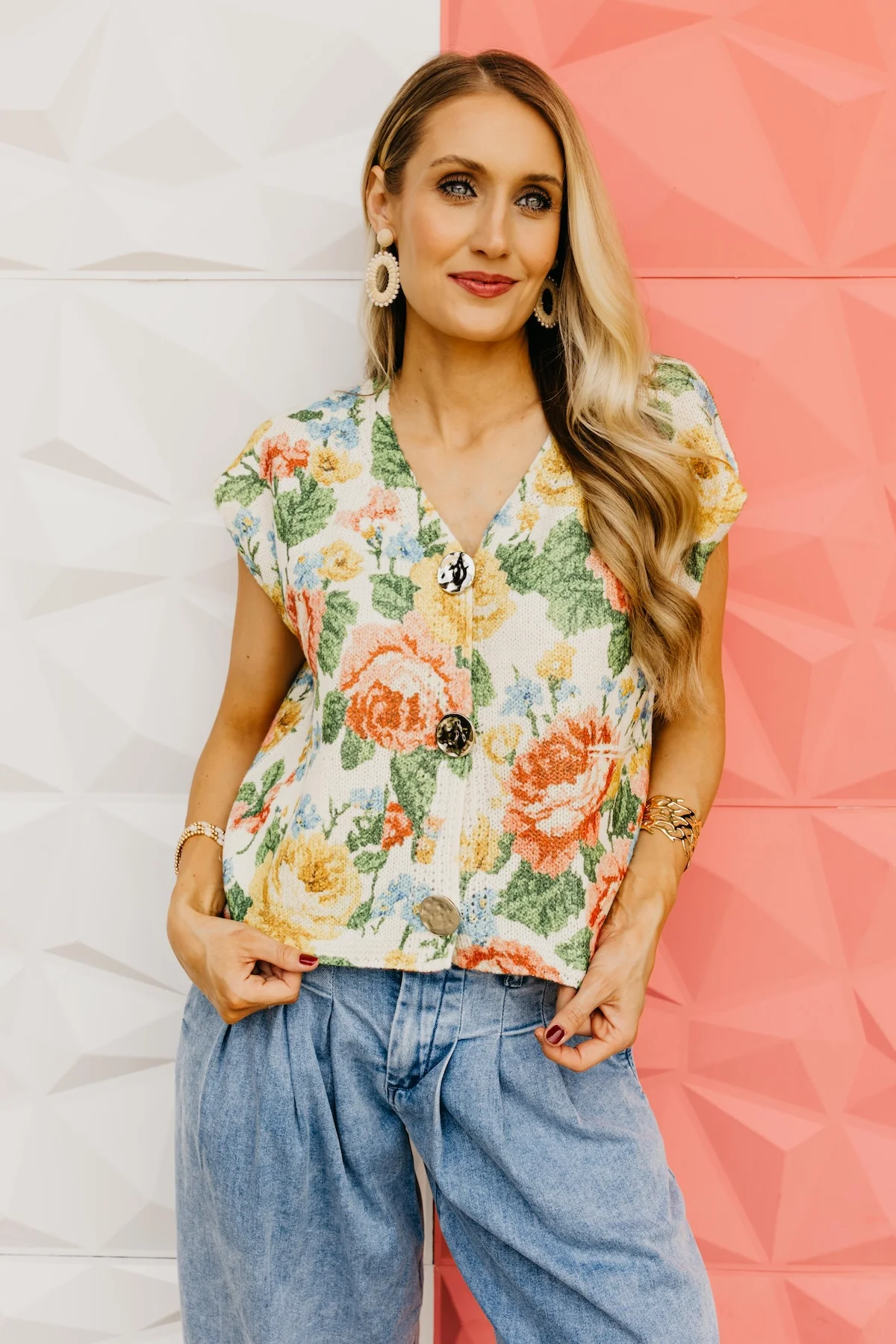The Bianca Floral Sweater Vest Top - Image 7