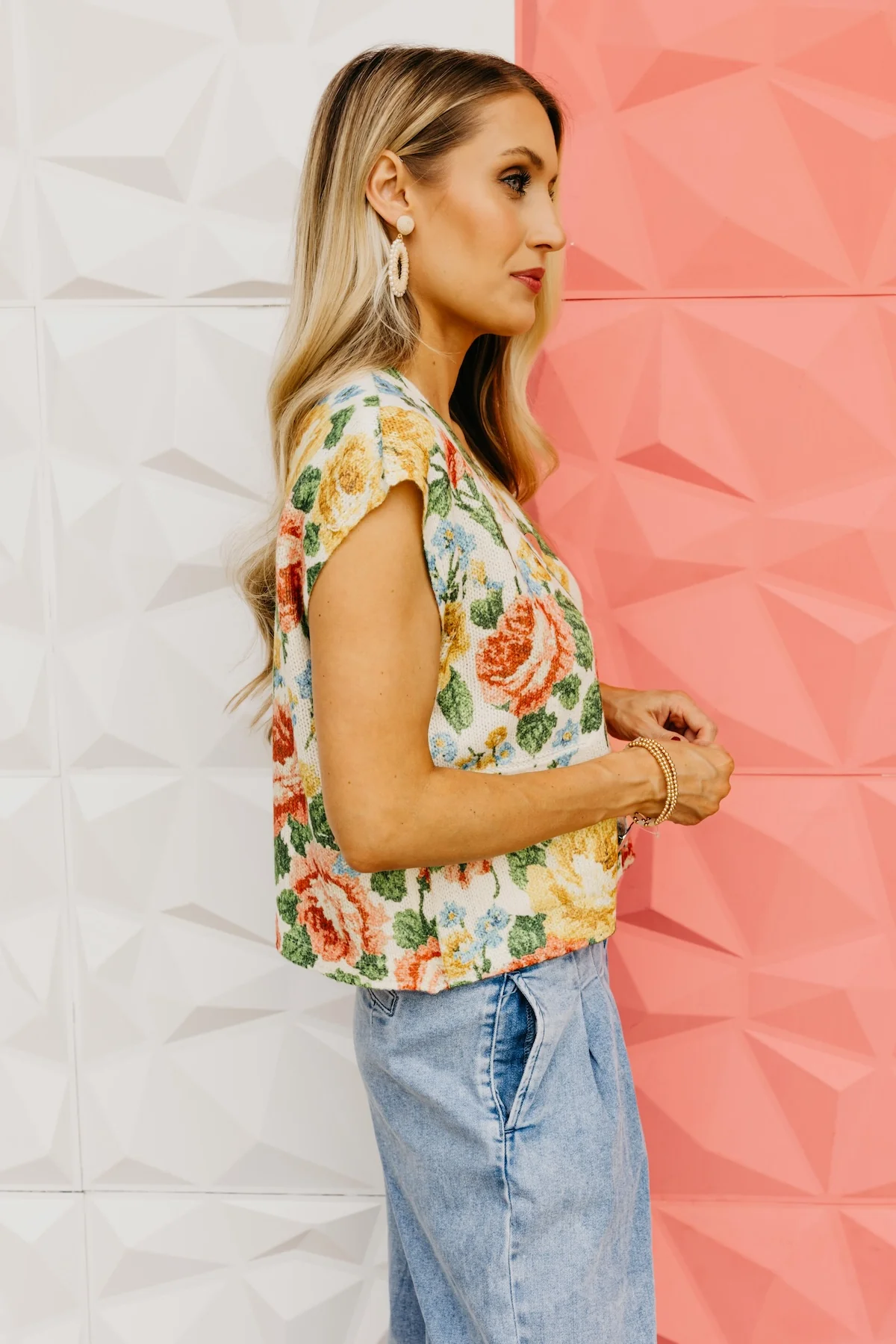 The Bianca Floral Sweater Vest Top - Image 9