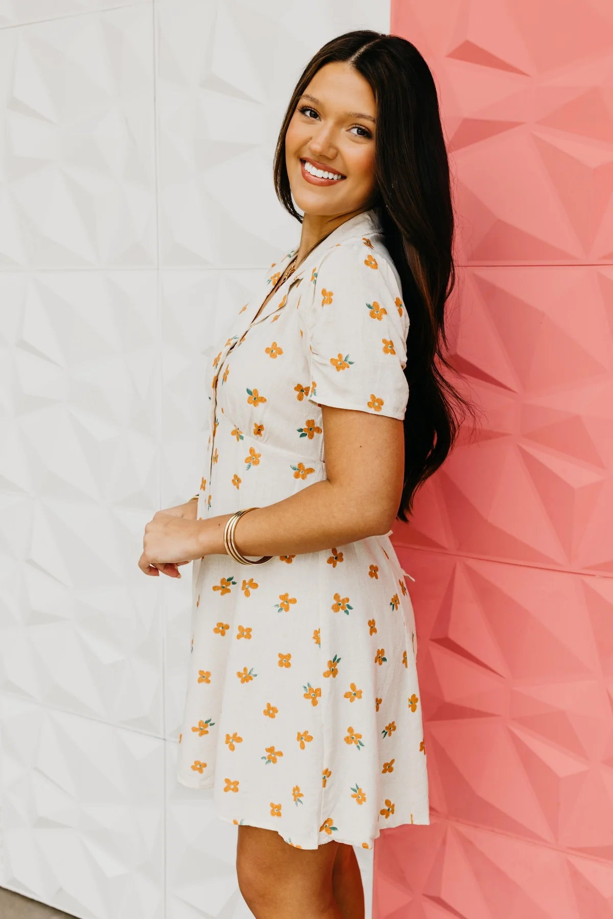 The Brenna Floral Print Collared Linen Mini Dress - Image 10