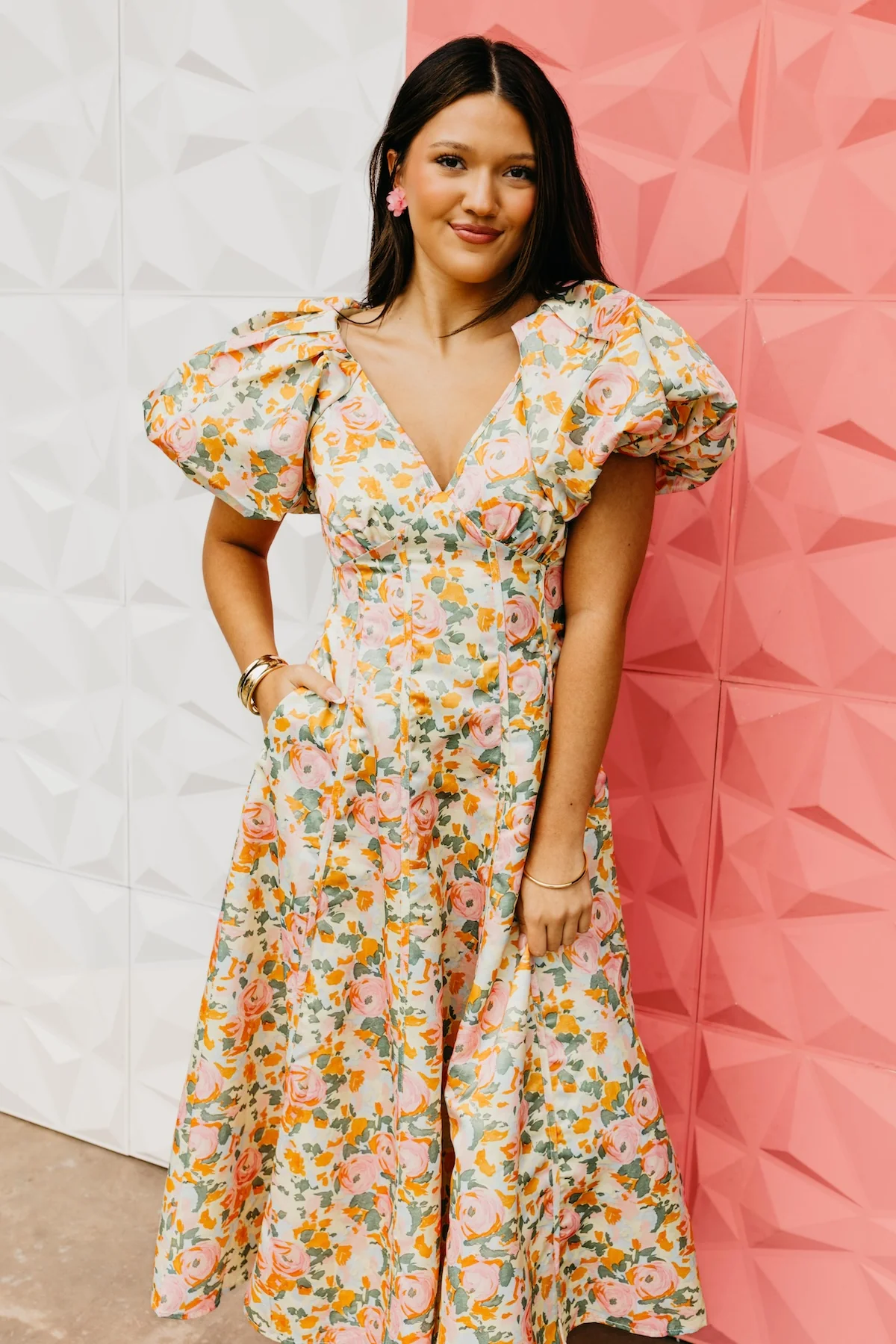 The Brinley Floral Puff Sleeve Maxi Dress - Image 8