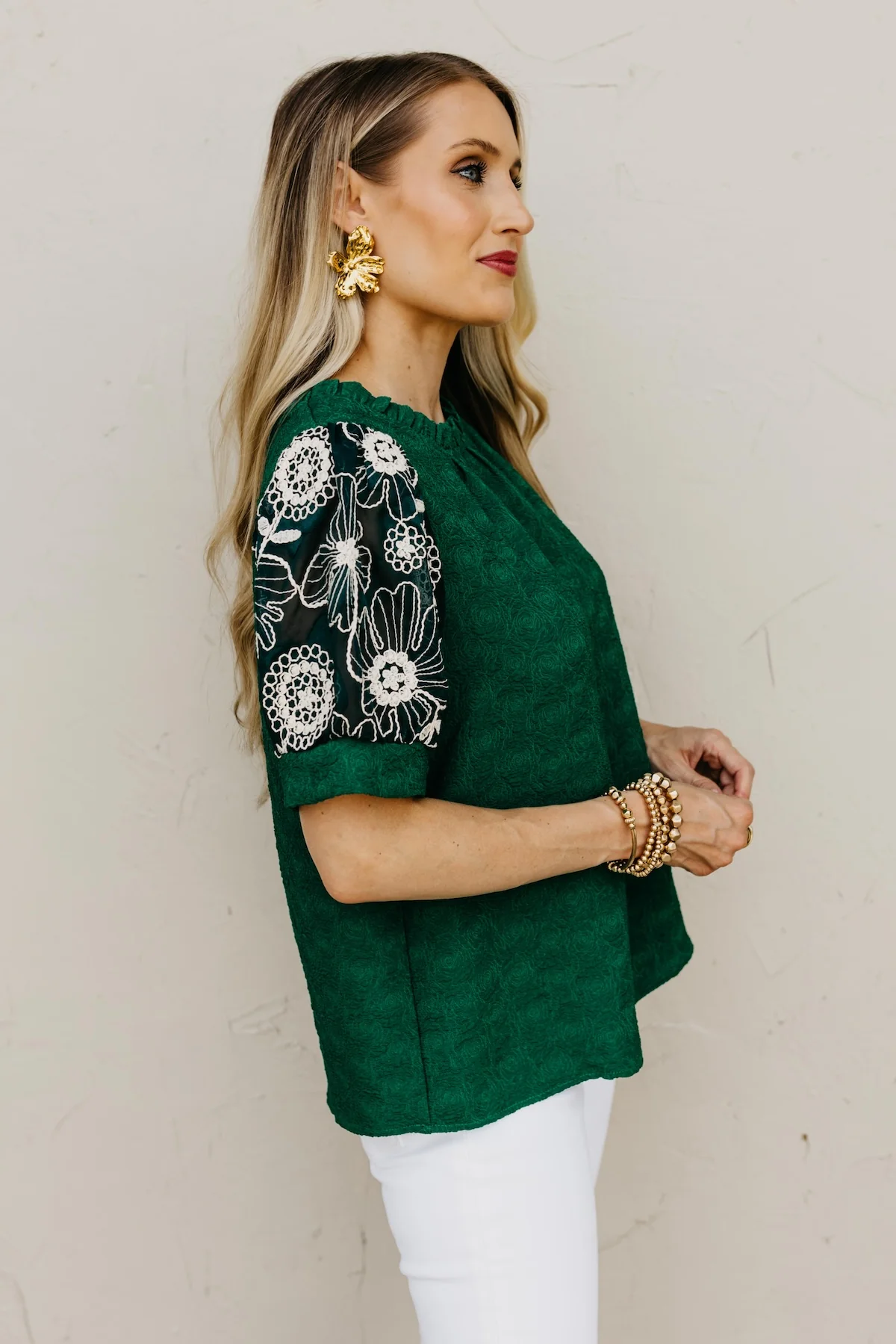 The Bristol Embroidered Puff Sleeve Top - Image 11