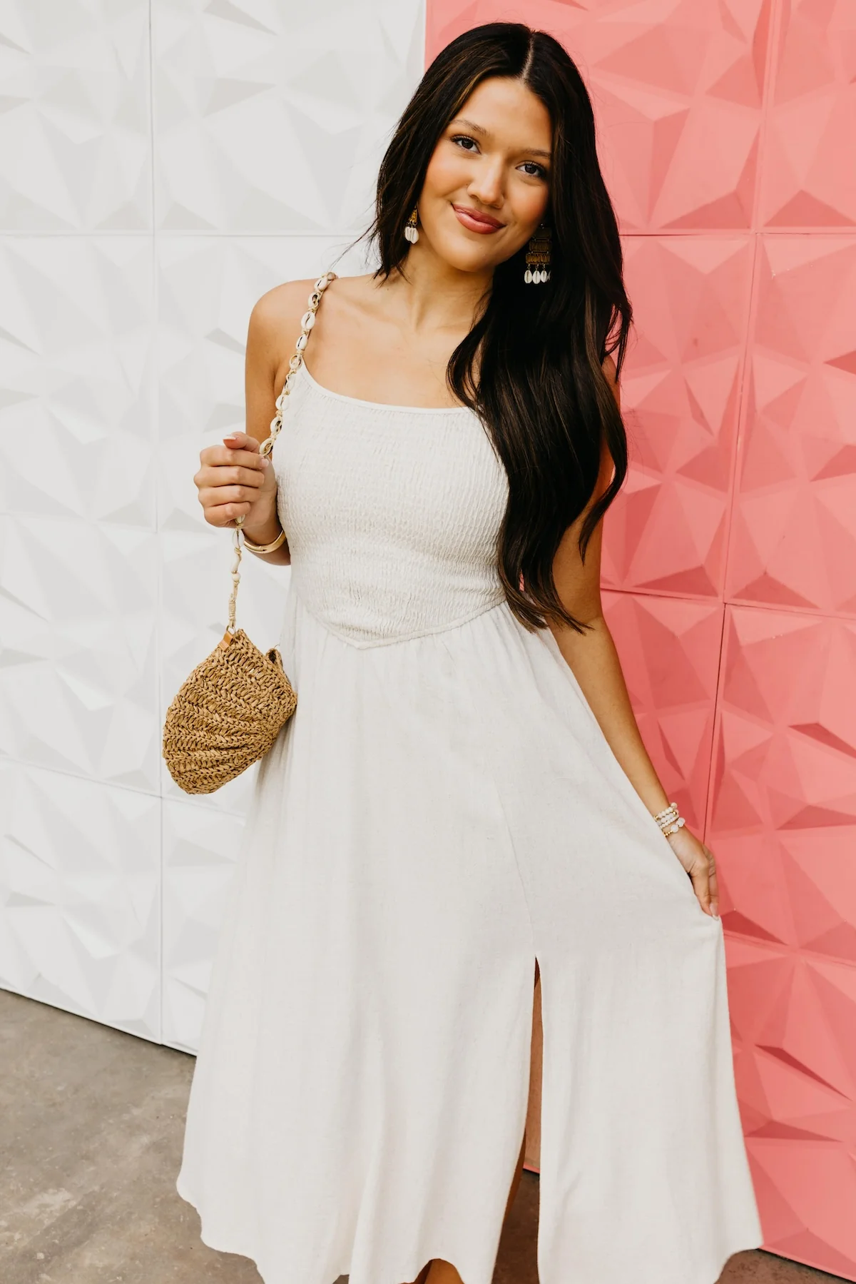 The Brynn Smocked Bodice Midi Dress - Image 3