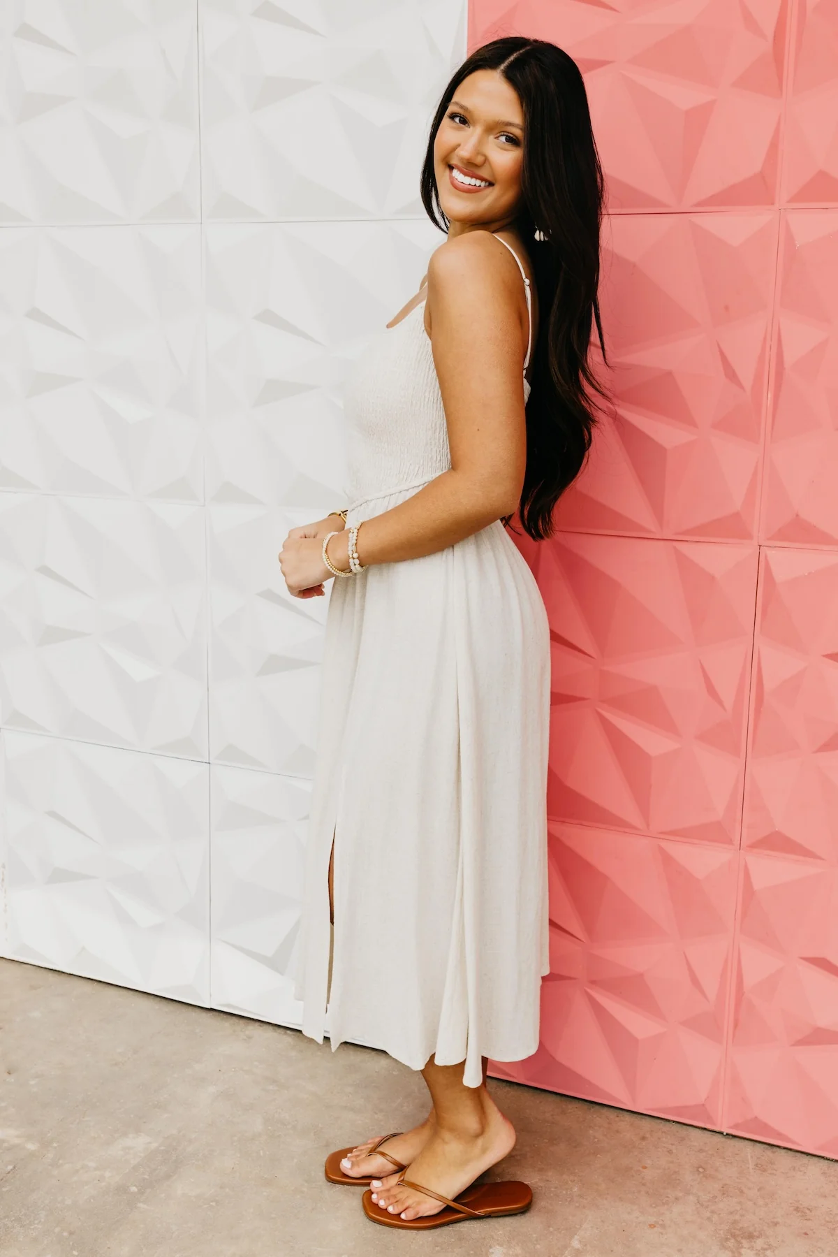 The Brynn Smocked Bodice Midi Dress - Image 5