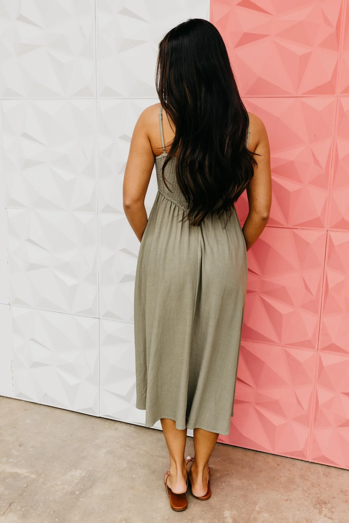 The Brynn Smocked Bodice Midi Dress - Image 9