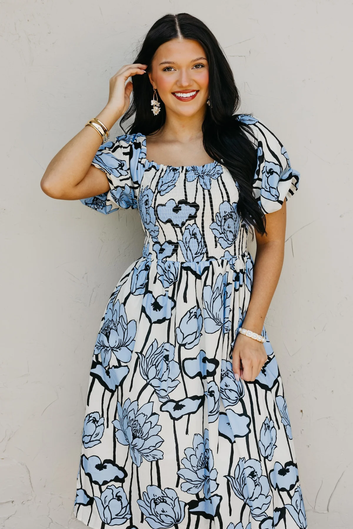 The Cameron Smocked Floral Midi Dress - Image 6