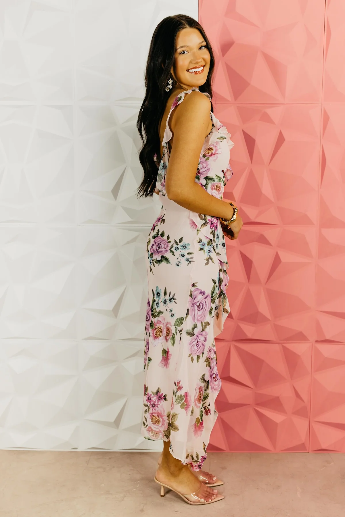 The Candy Ruffled Open Back Midi Dress - Image 5