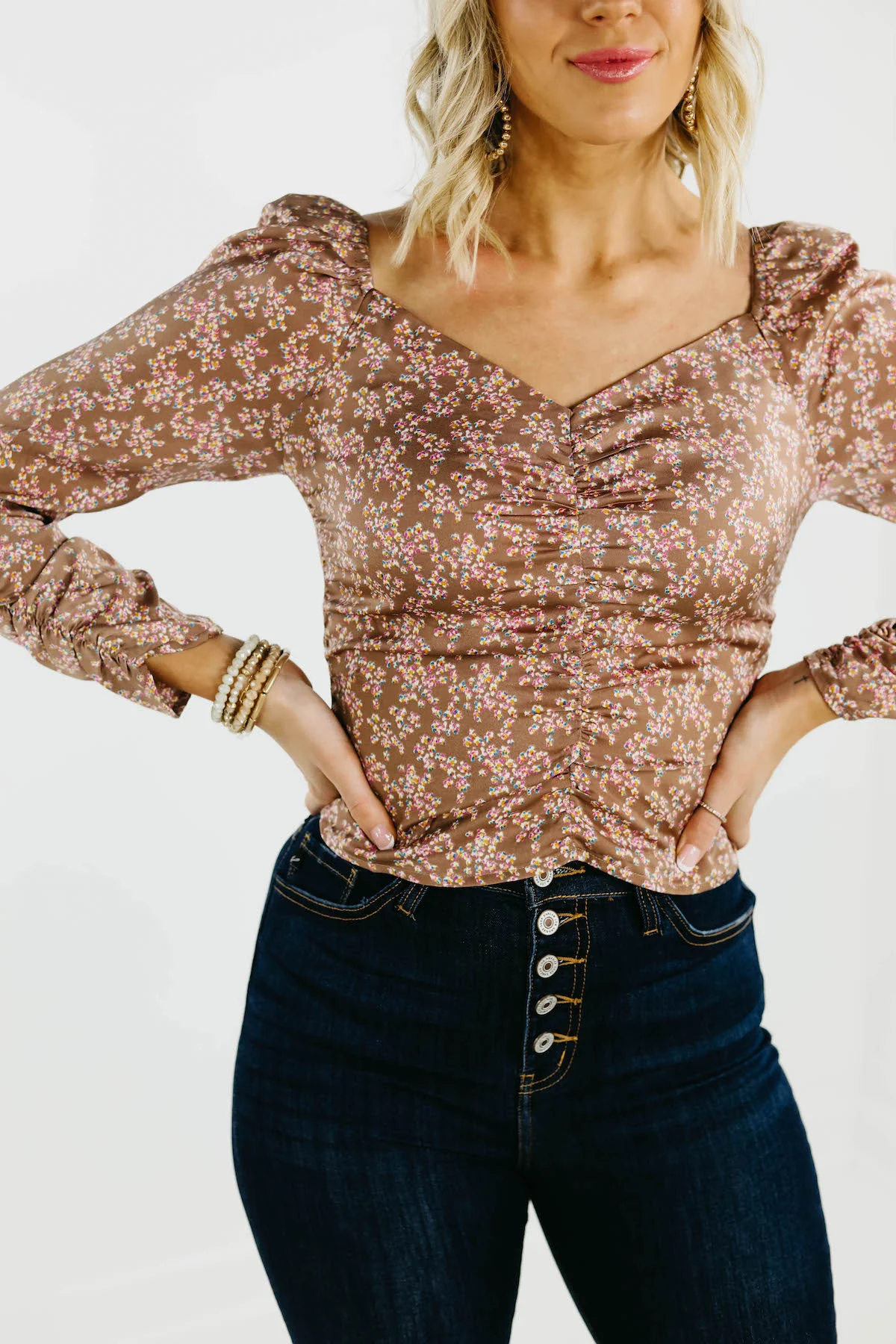 The Carlin Floral Ruched Blouse - FINAL SALE - Image 13