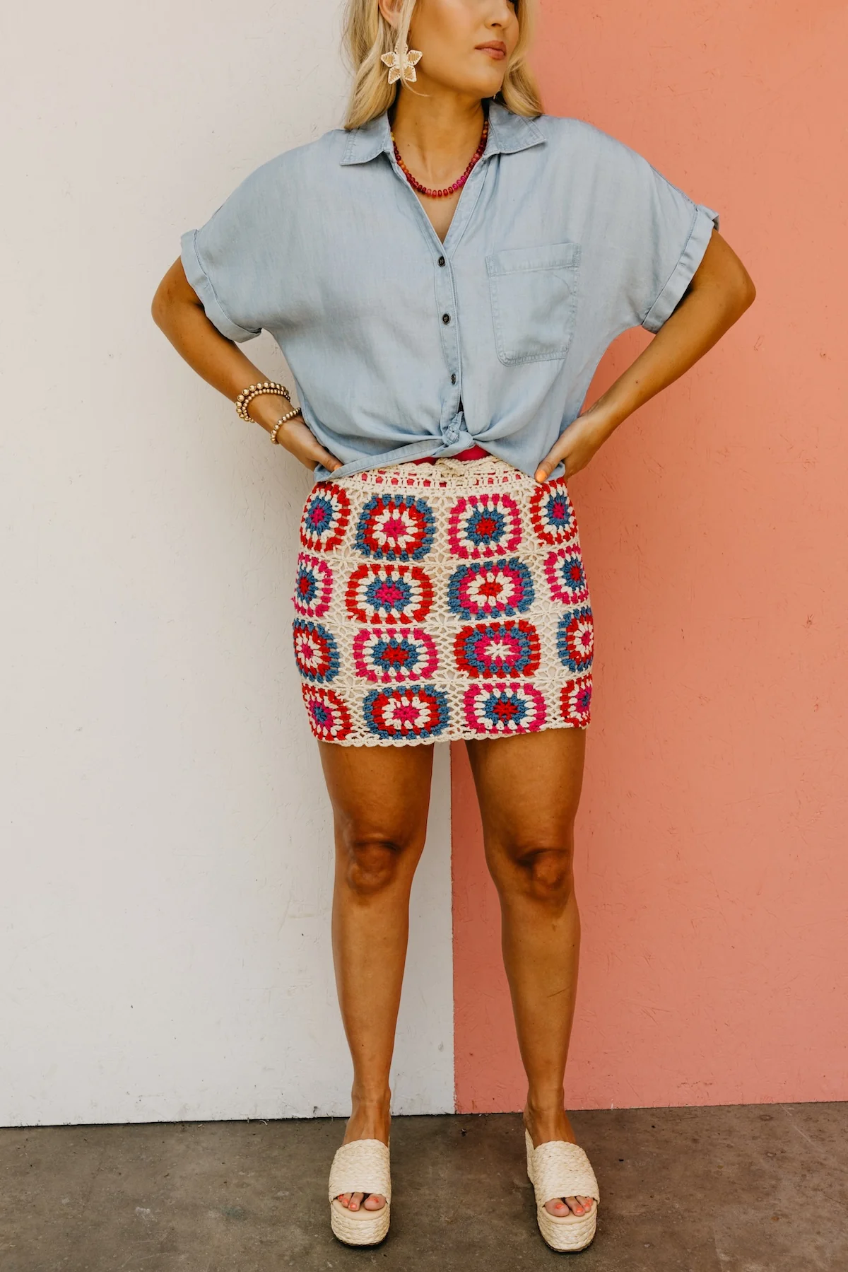 The Channing Crochet Patchwork Mini Skirt - Image 3
