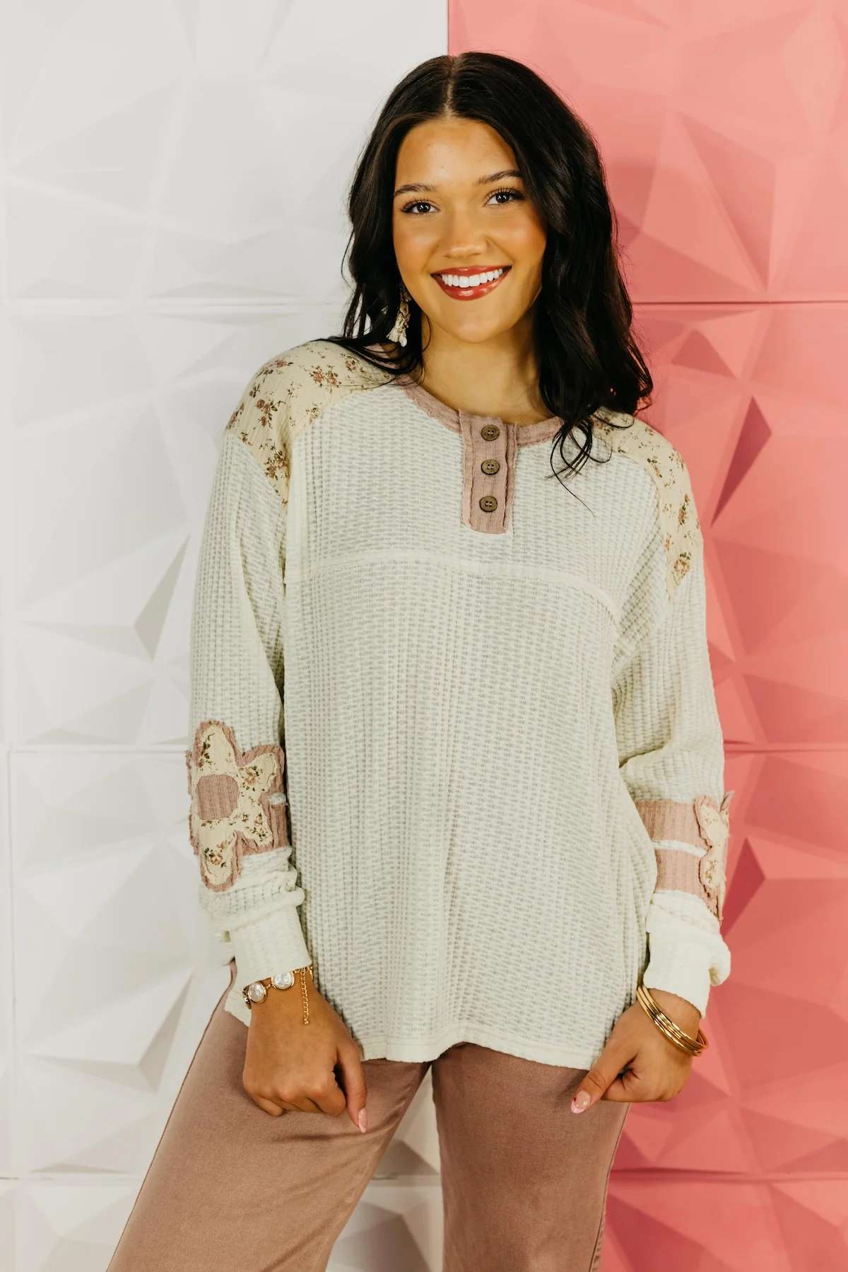 The Chase Flower Henley Top - Image 8