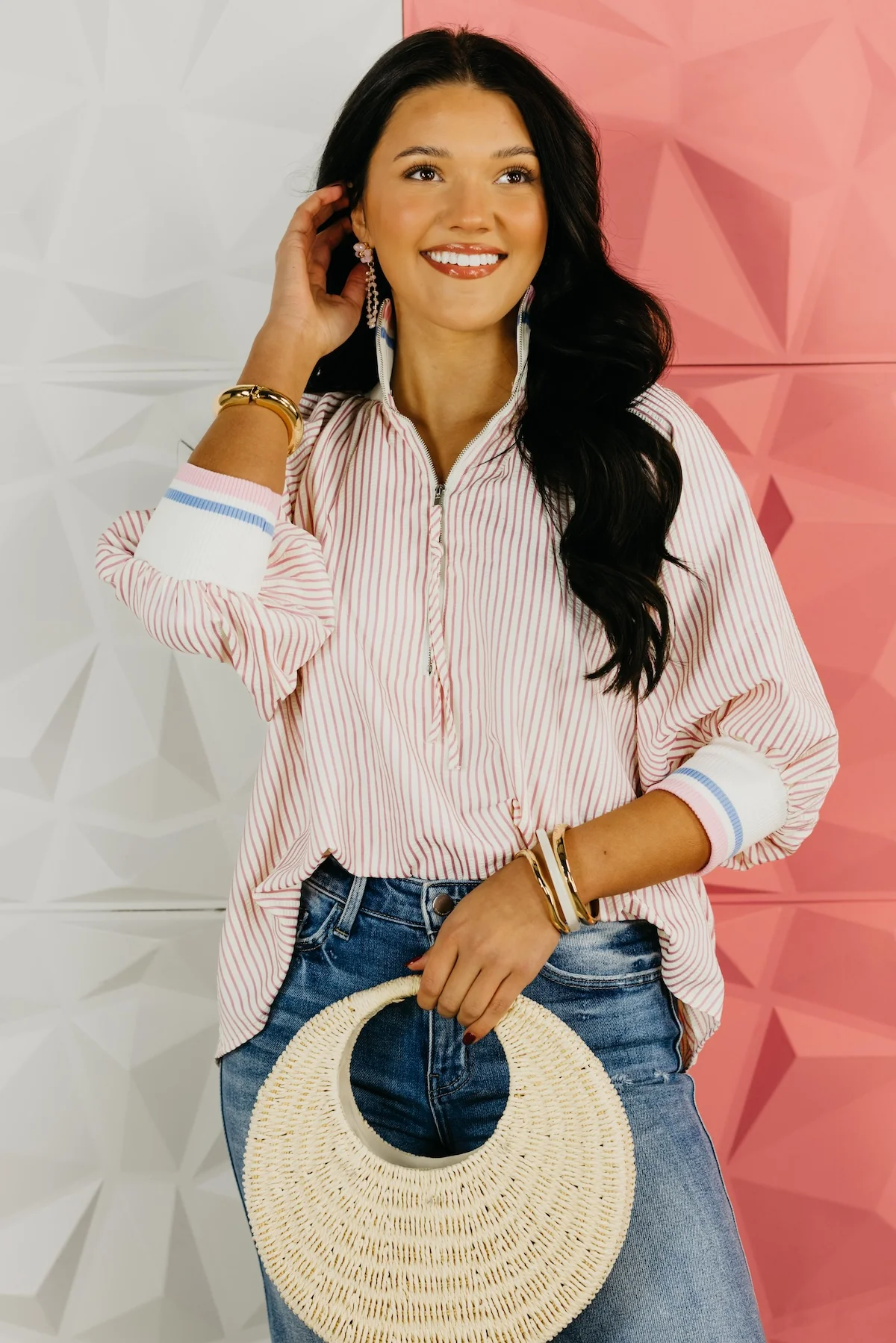 The Christopher Half Zip Striped Top - Image 3