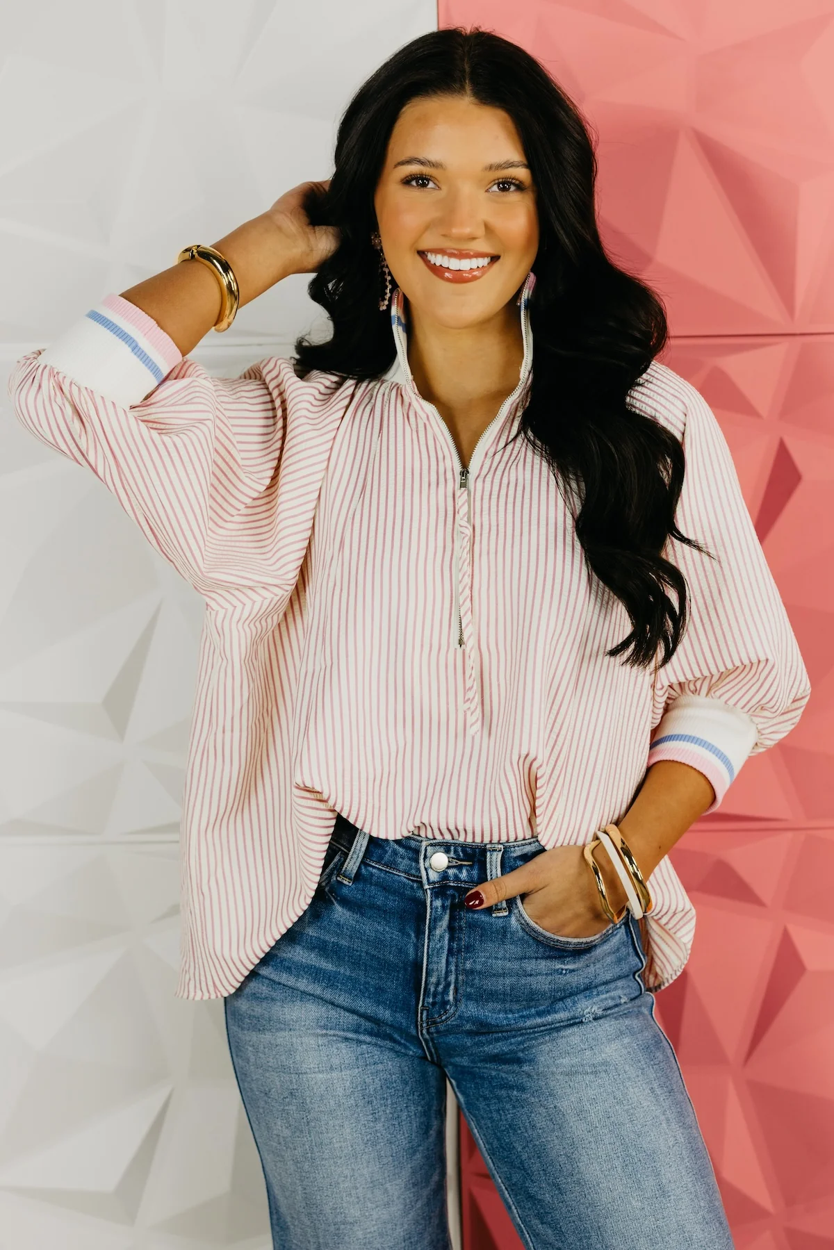 The Christopher Half Zip Striped Top - Image 6