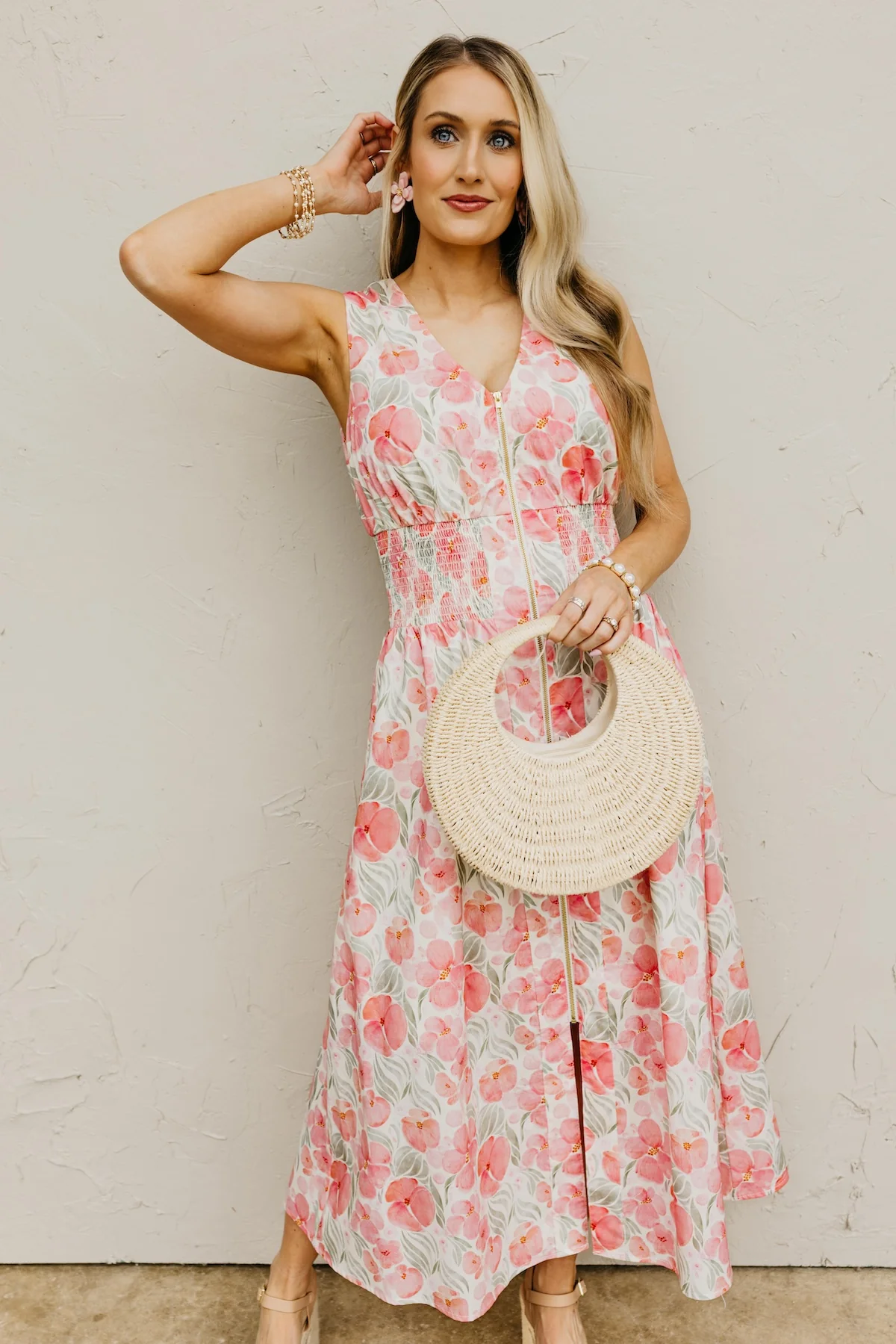 The Clayton Floral Zip Up Midi Dress