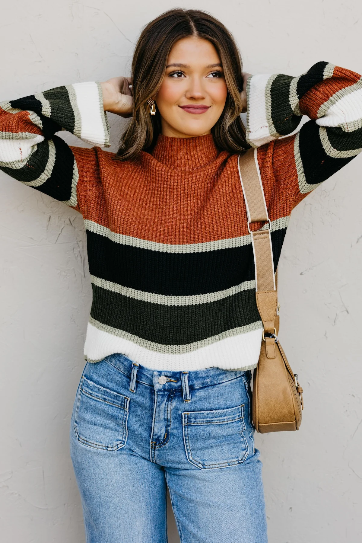 The Cora Striped Mock Neck Sweater - Image 3