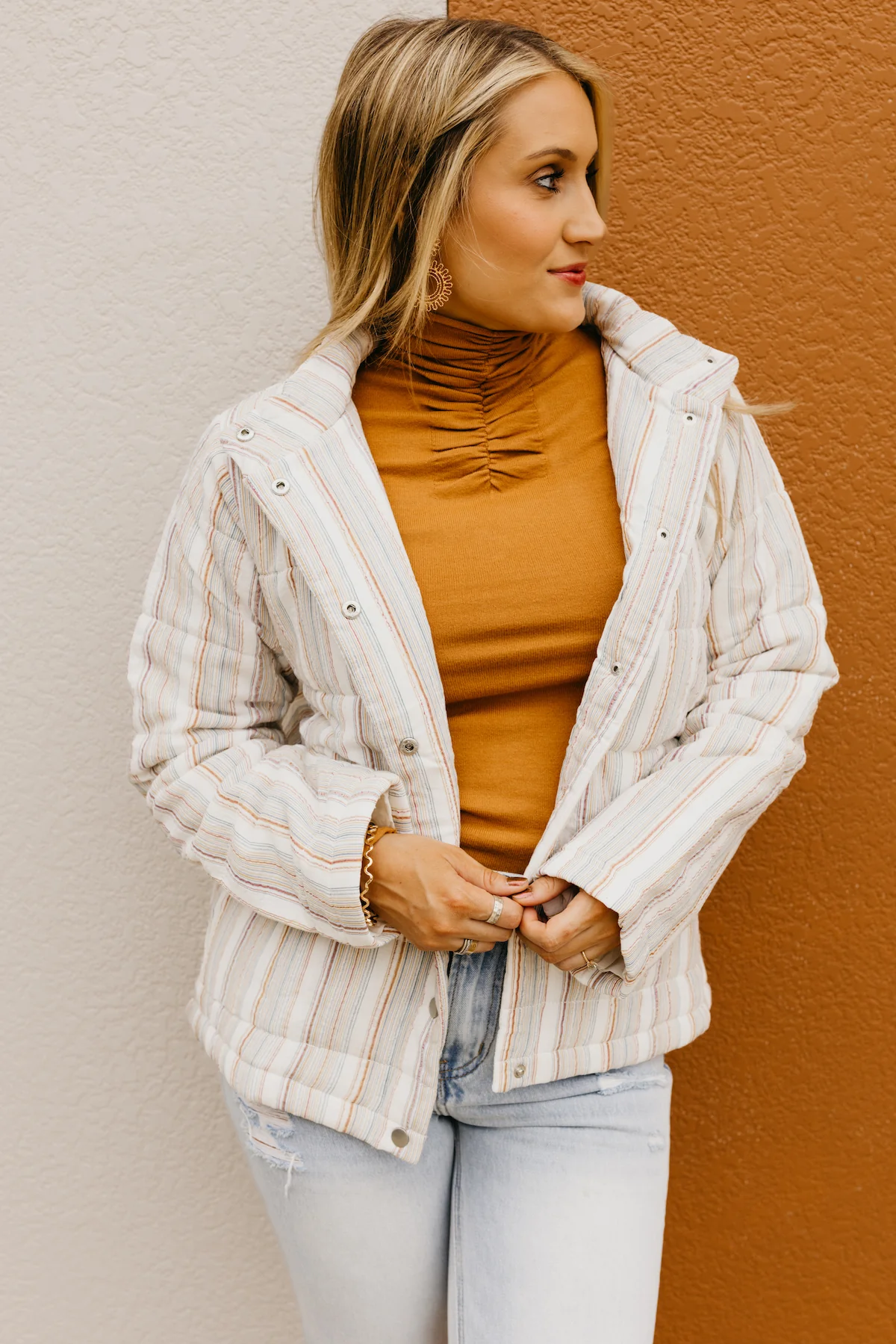 The Cory Striped Quilted Coat - FINAL SALE