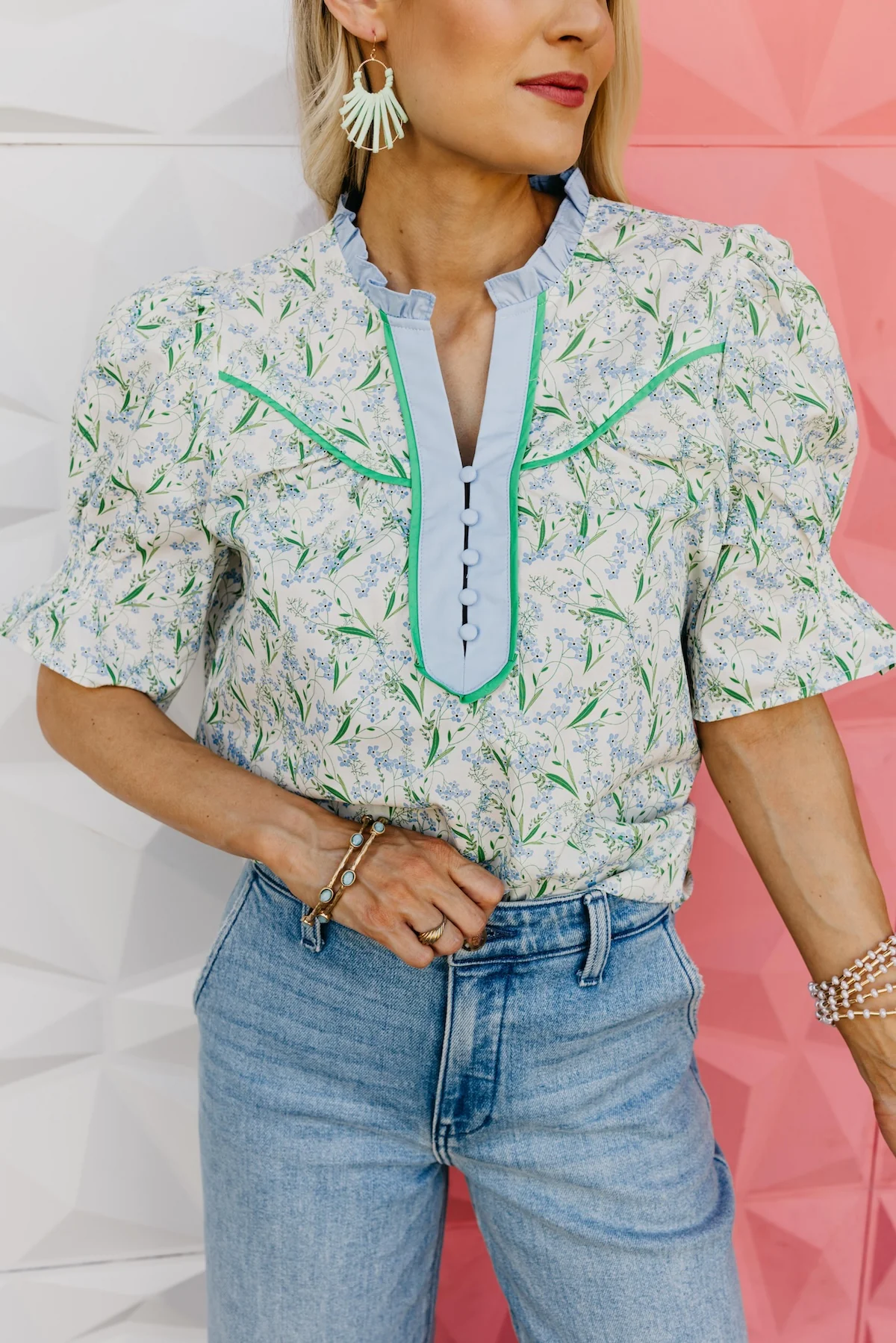 The Dalton Smocked Sleeve Blouse - Image 2