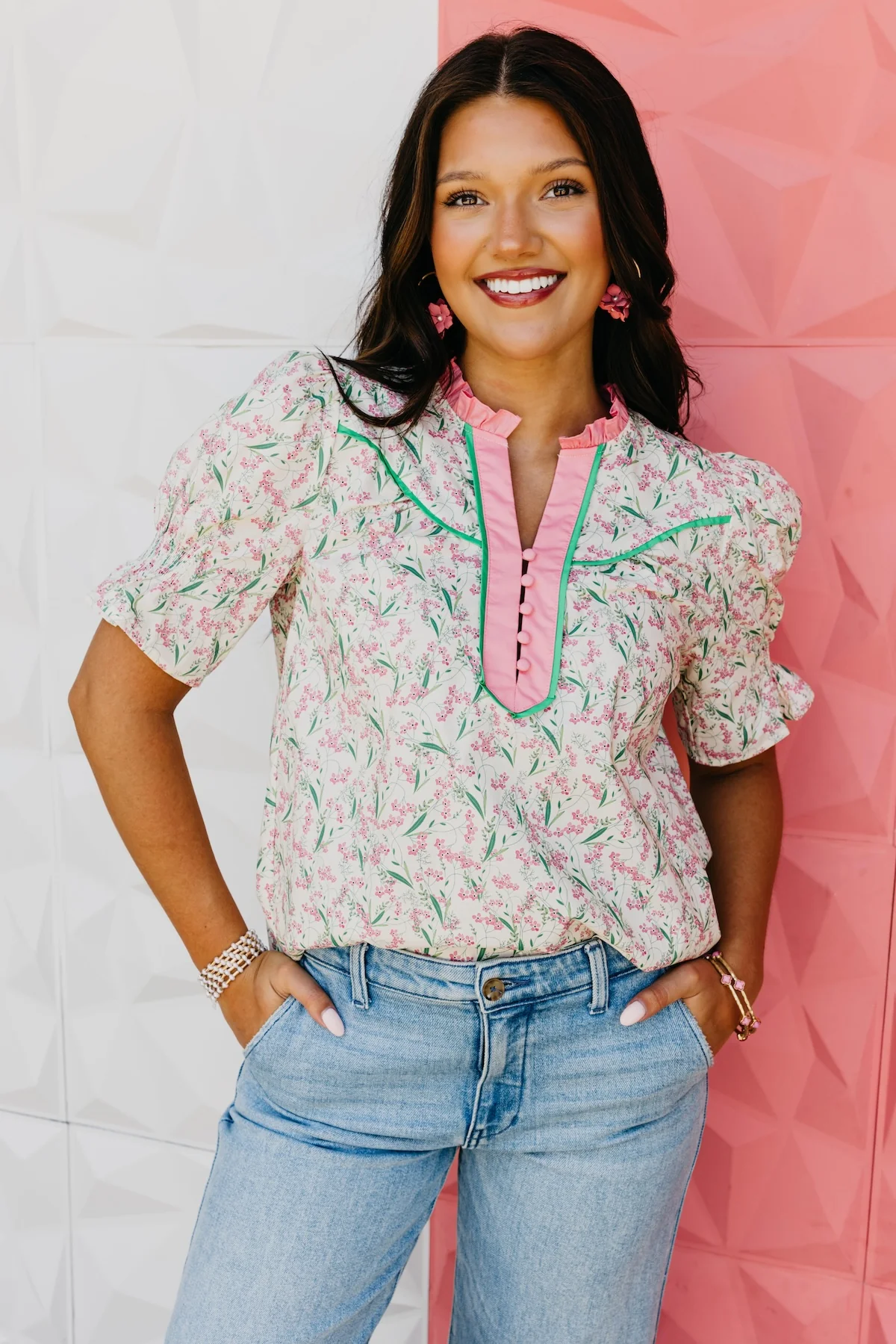 The Dalton Smocked Sleeve Blouse
