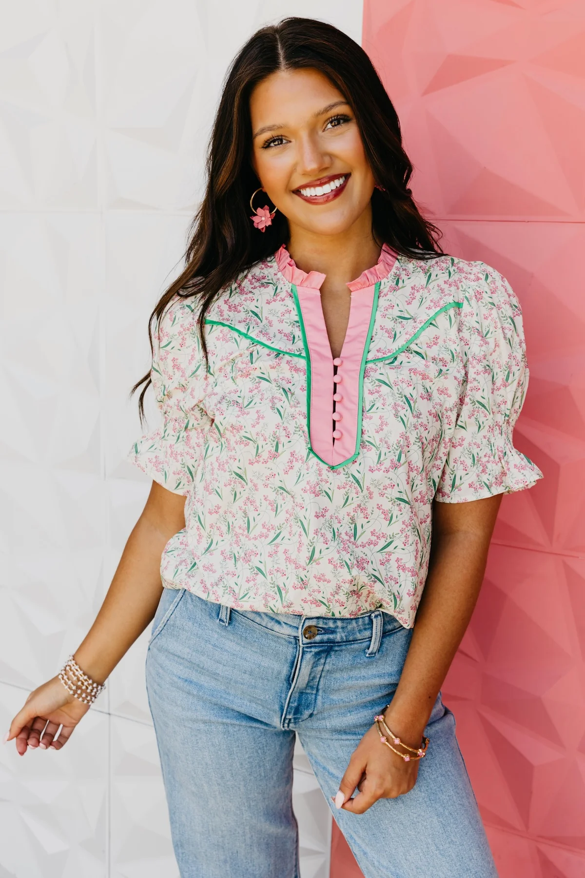 The Dalton Smocked Sleeve Blouse - Image 4