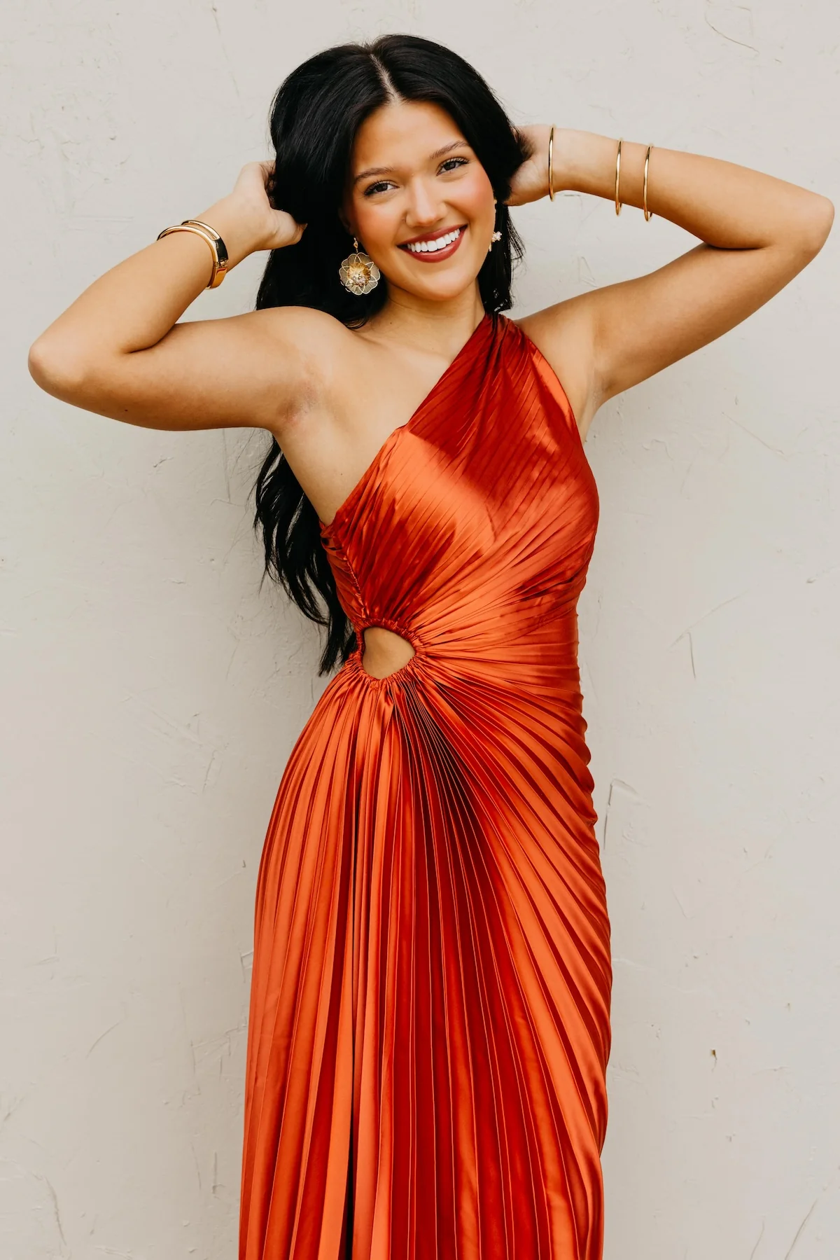The Damian Pleated One Shoulder Midi Dress - Image 2