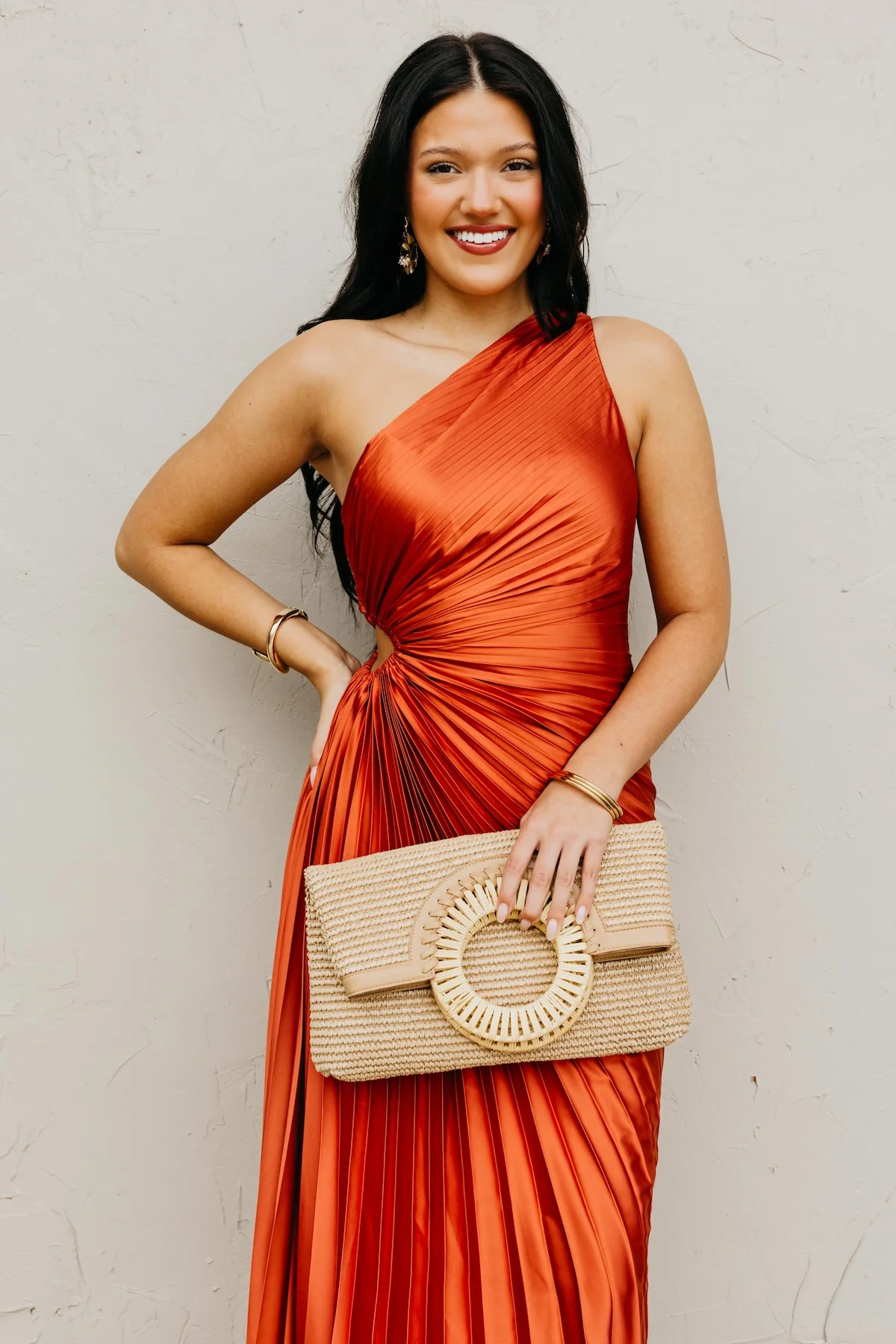 The Damian Pleated One Shoulder Midi Dress - Image 6