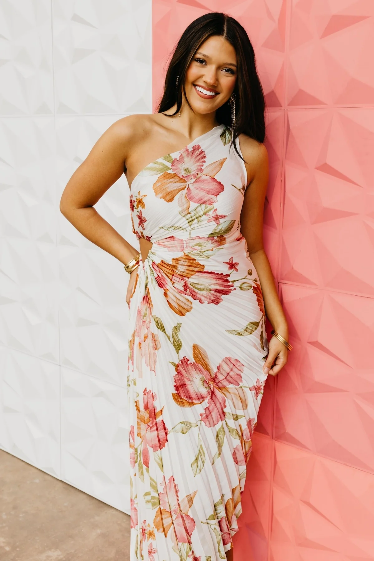 The Damian Pleated One Shoulder Midi Dress - Image 2