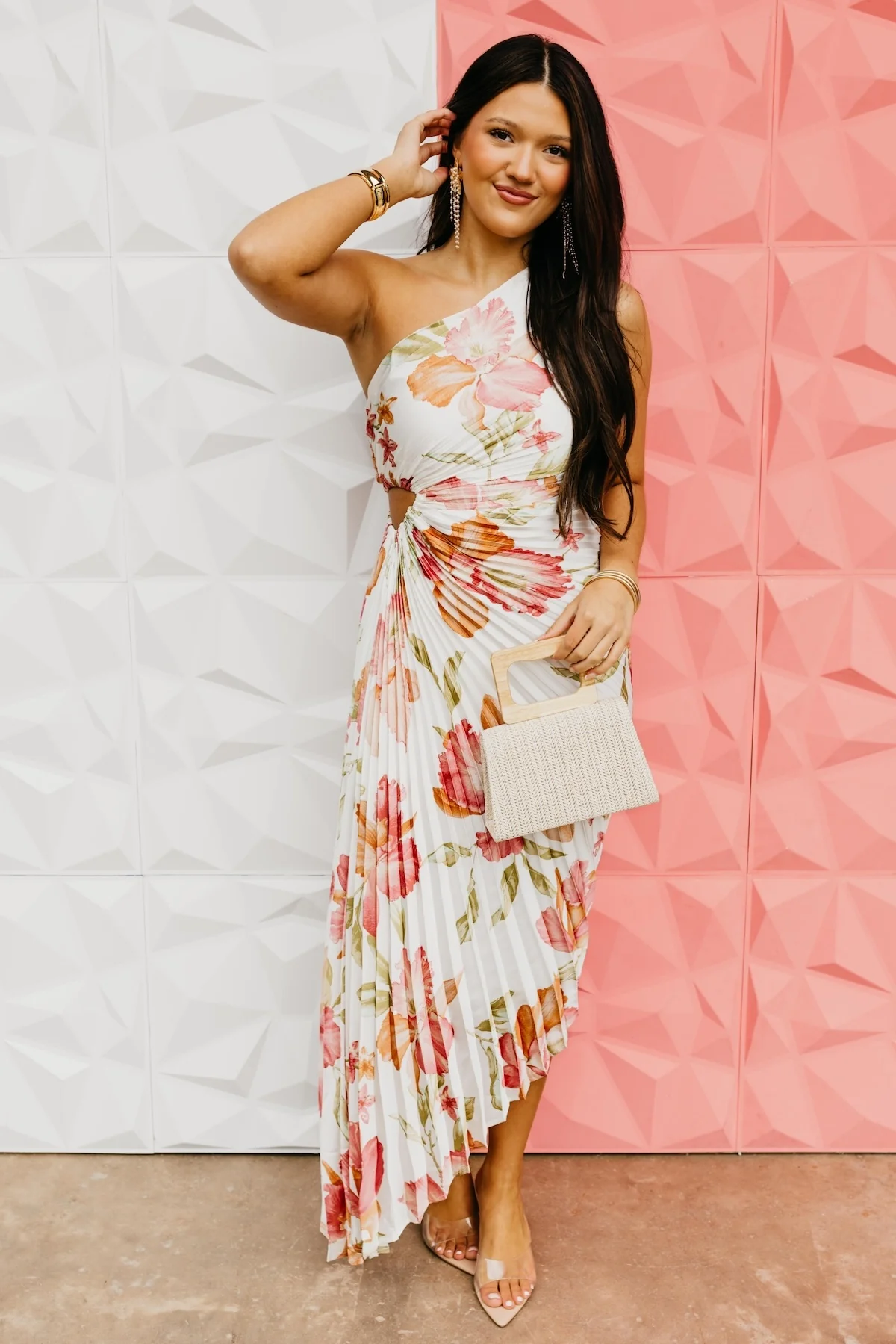 The Damian Pleated One Shoulder Midi Dress - Image 3
