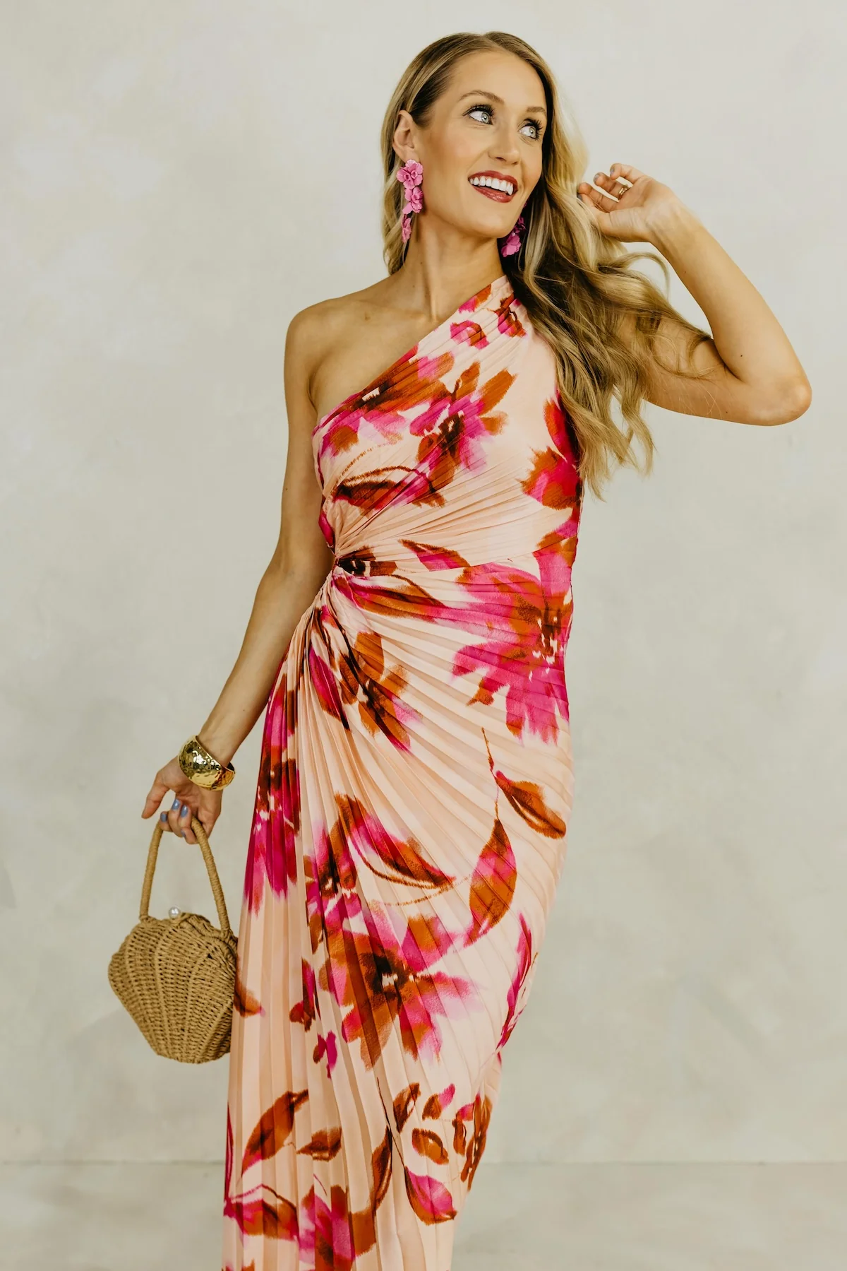 The Damian Pleated One Shoulder Midi Dress - Image 7