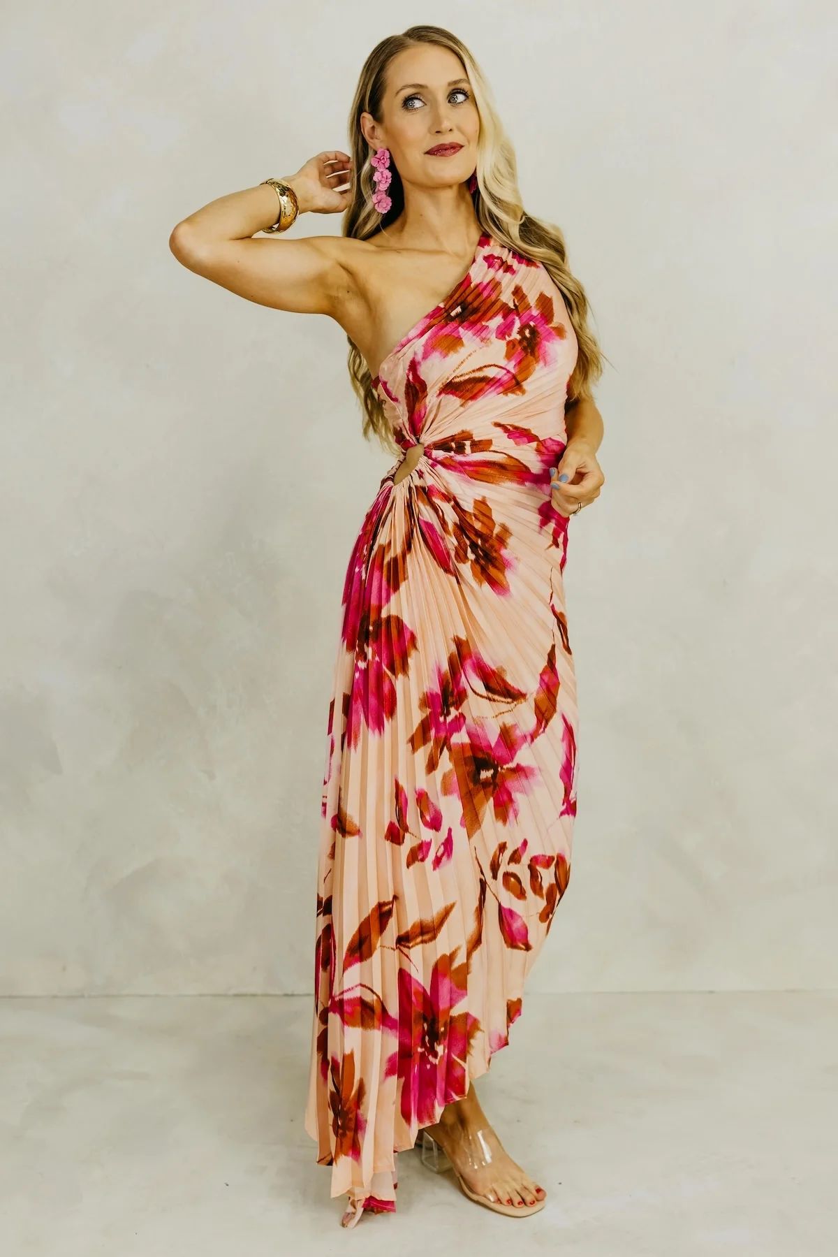 The Damian Pleated One Shoulder Midi Dress - Image 9