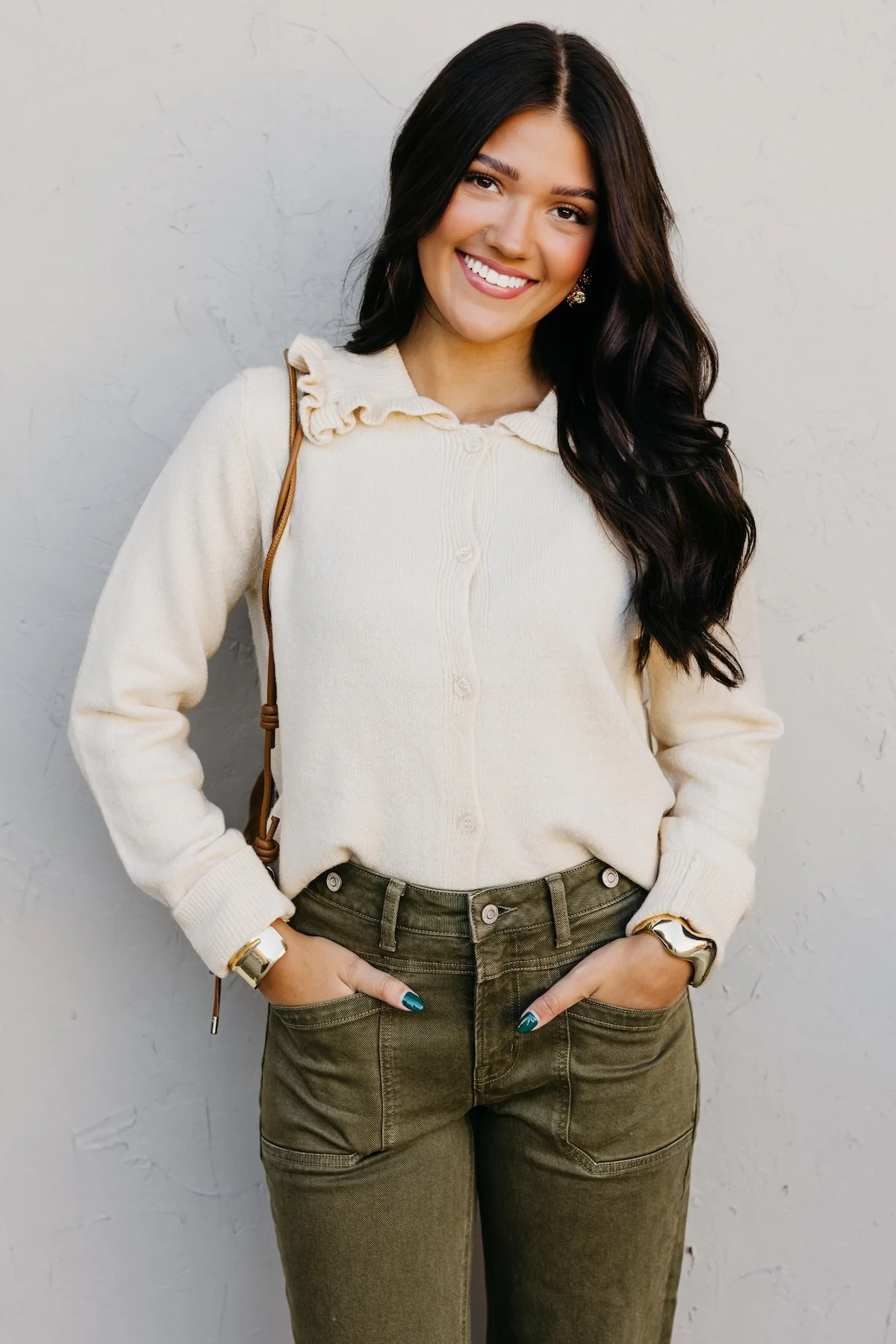 The Darla Ruffle Collar Sweater Cardigan - Image 4