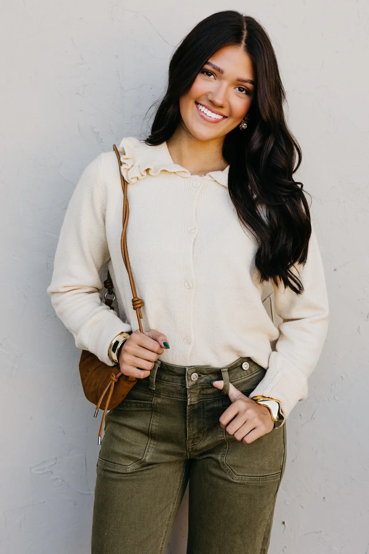 The Darla Ruffle Collar Sweater Cardigan - Image 5